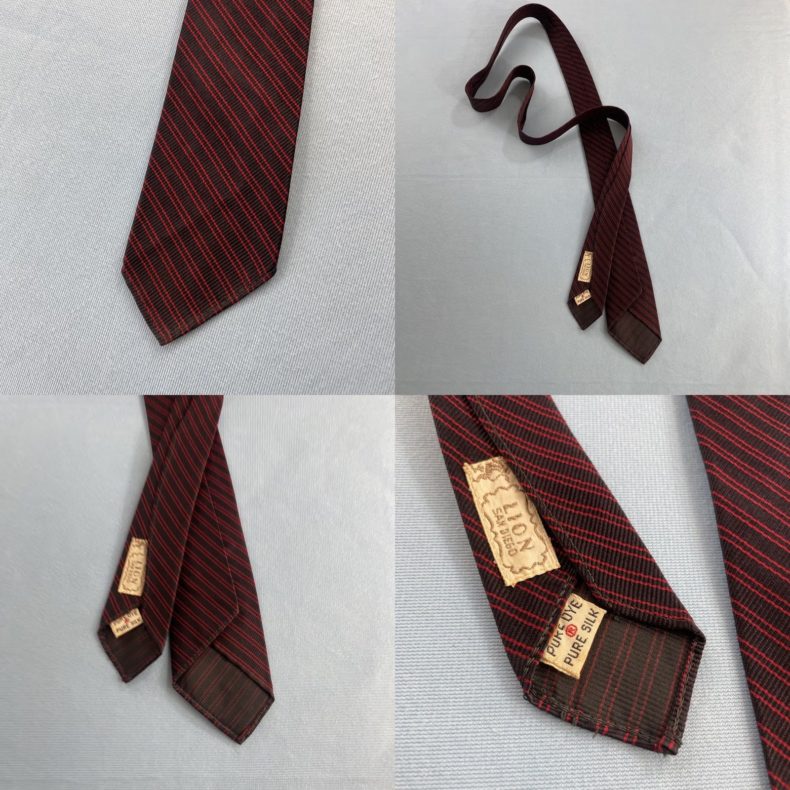 Arrow VINTAGE Nike Shirt Hat Mens XS 2.2" Narrow 52" Red Black Silk Repp Tie 1950s Lion Size ONE SIZE - 9 Thumbnail