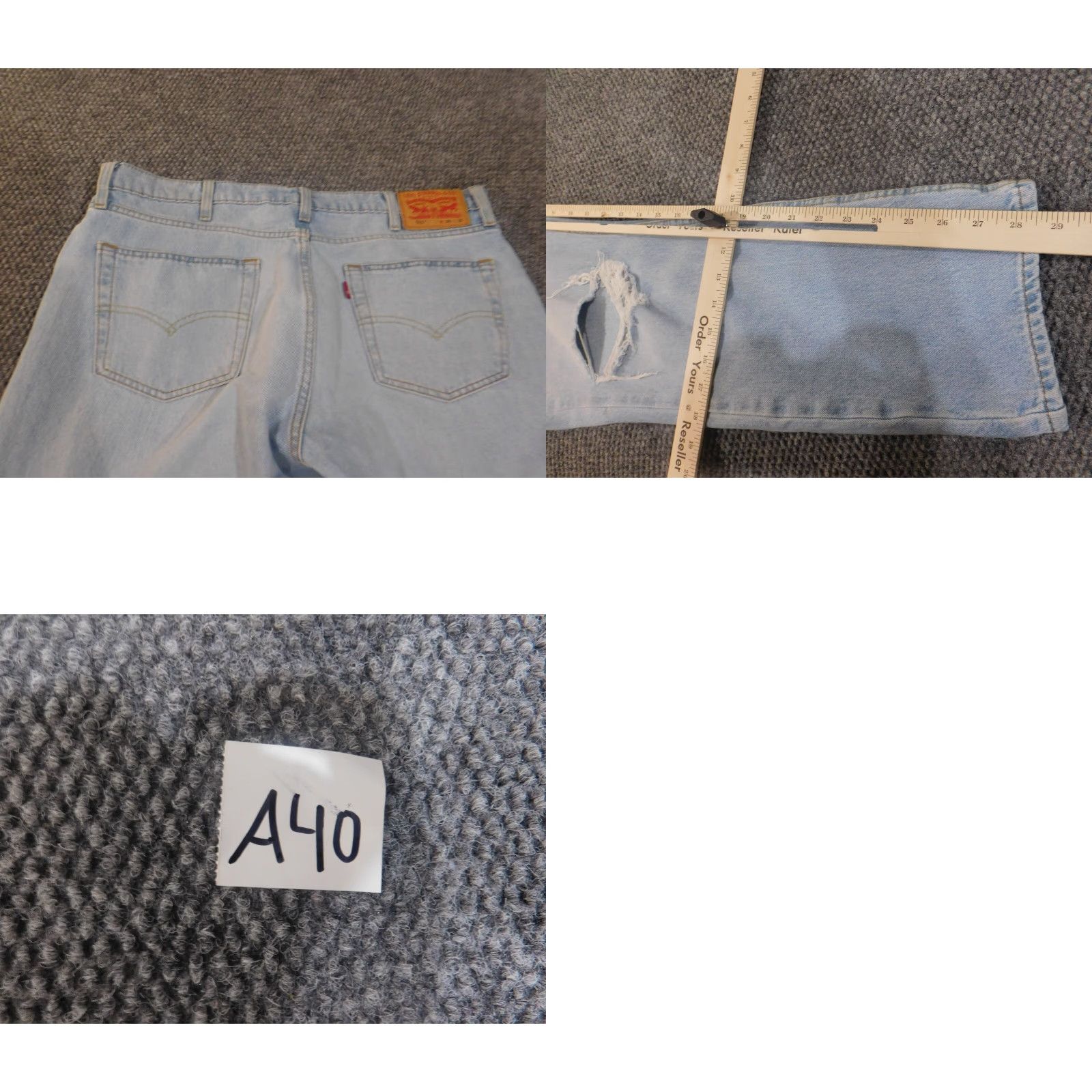 Levi's Levi's 511 Jeans Mens 38x30 Blue Light Wash Distressed Retro Classic Denim Straight 511 Model Vintage No Mens Regular 28in Inseam (Levi's 500 Series) Size US 38 / EU 54 - 9 Thumbnail