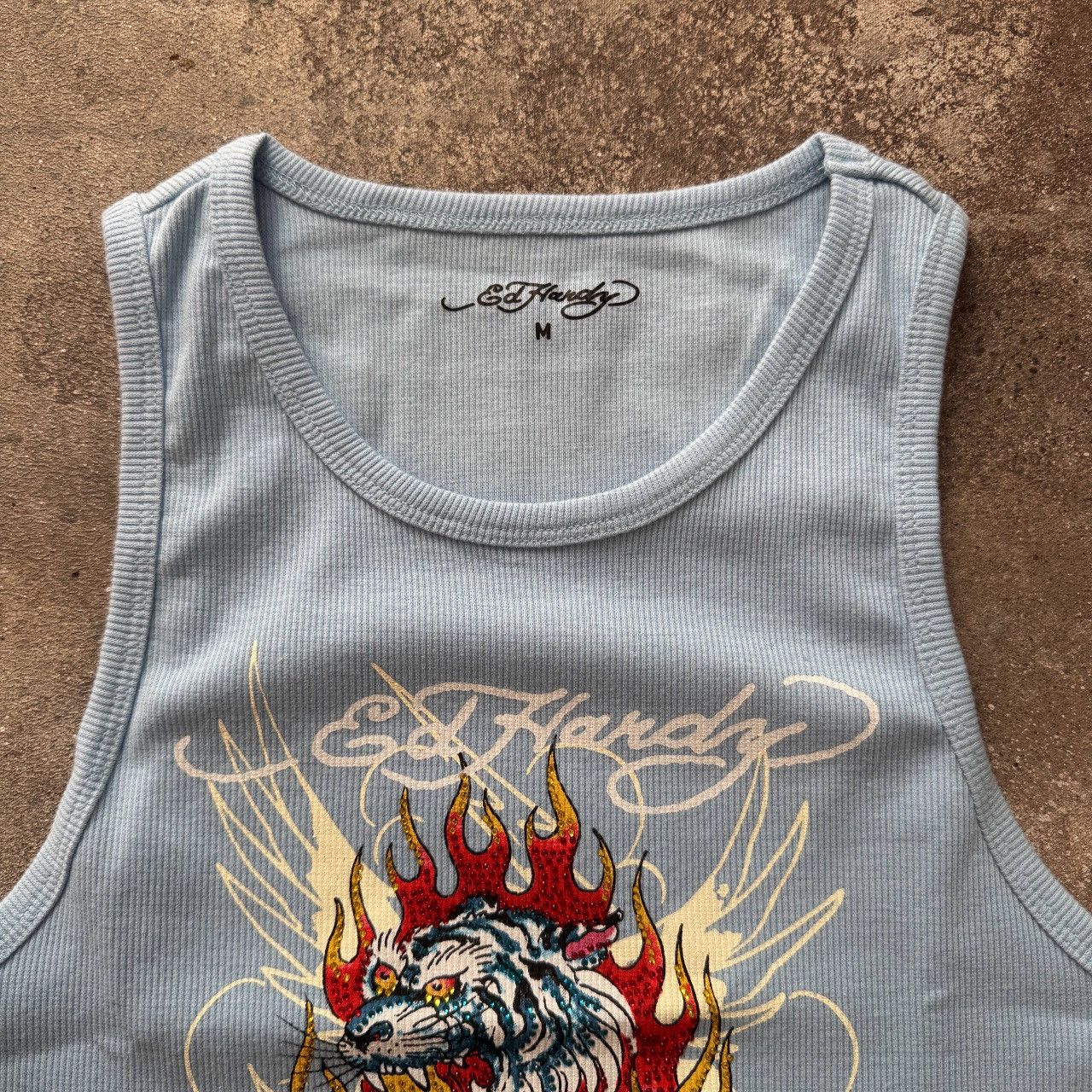 Ed Hardy Ed Hardy Y2K Tiger Printed Ribbed Tank Top Size M / US 6-8 / IT 42-44 - 2 Thumbnail