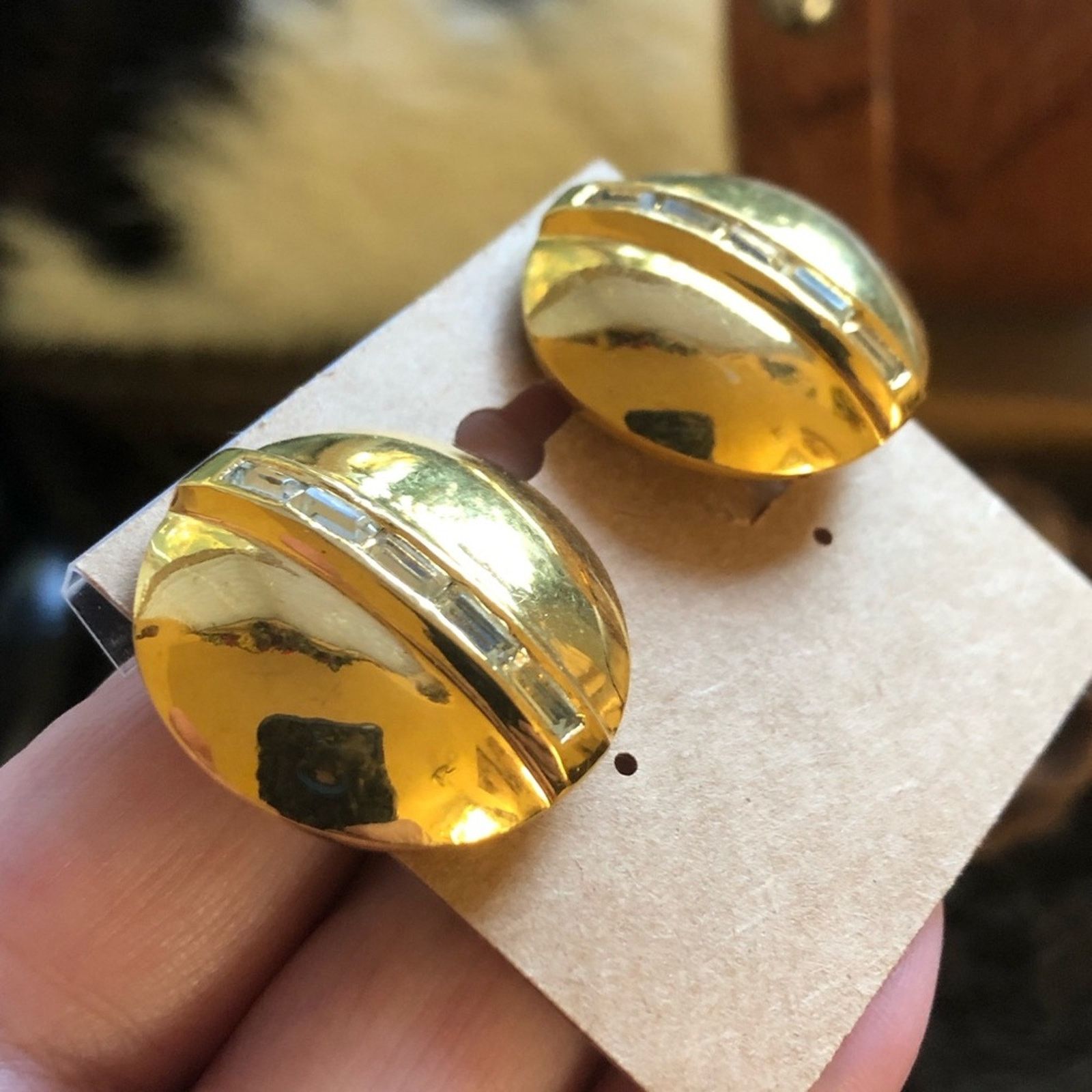 Vintage Vintage 80s Impostors dome baguette stone clip on earrings Size ONE SIZE - 3 Thumbnail