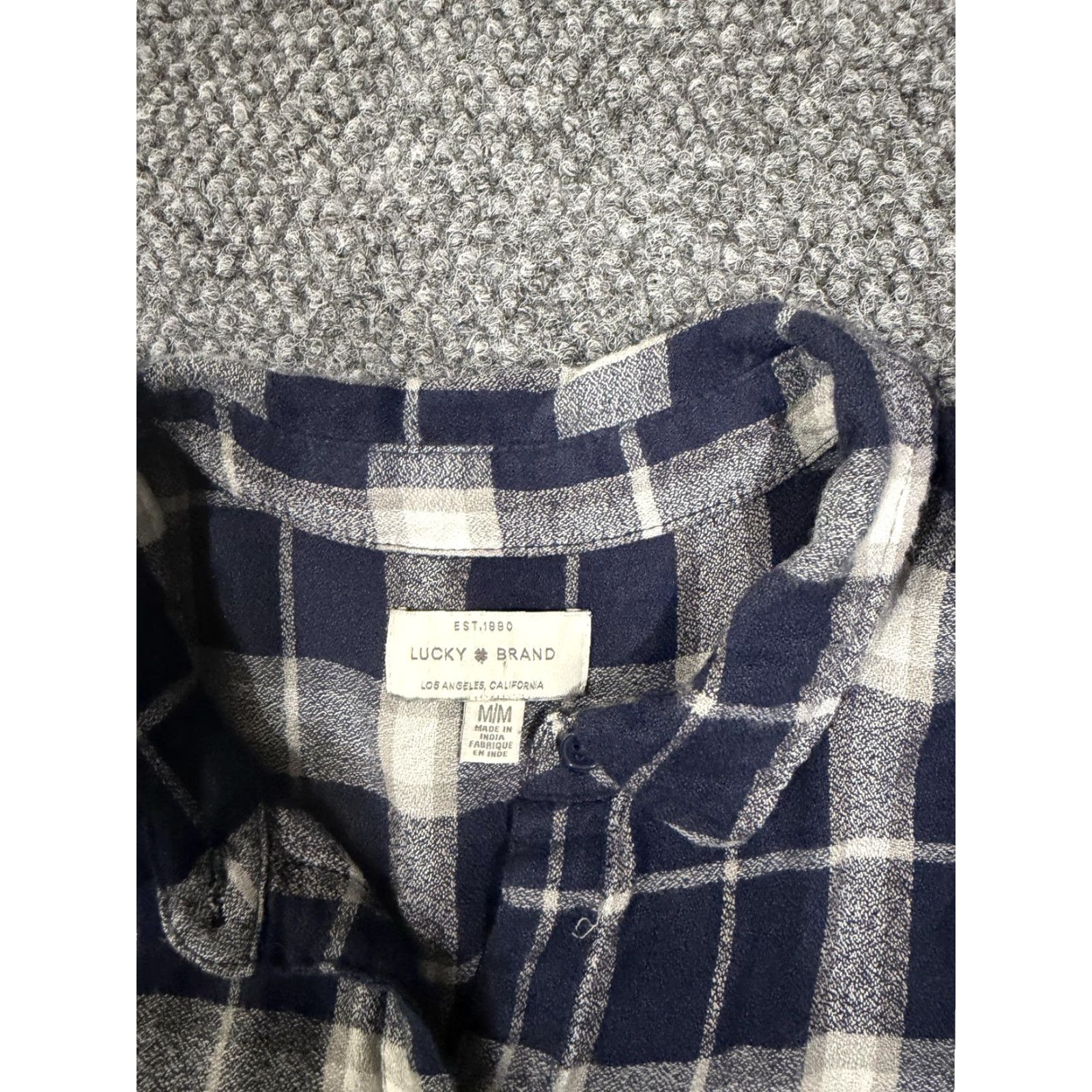Lucky Brand Lucky Brand Shirt Womens M Blue Plaid Button Front Long Sleeve Flannel Top Size M / US 6-8 / IT 42-44 - 3 Thumbnail