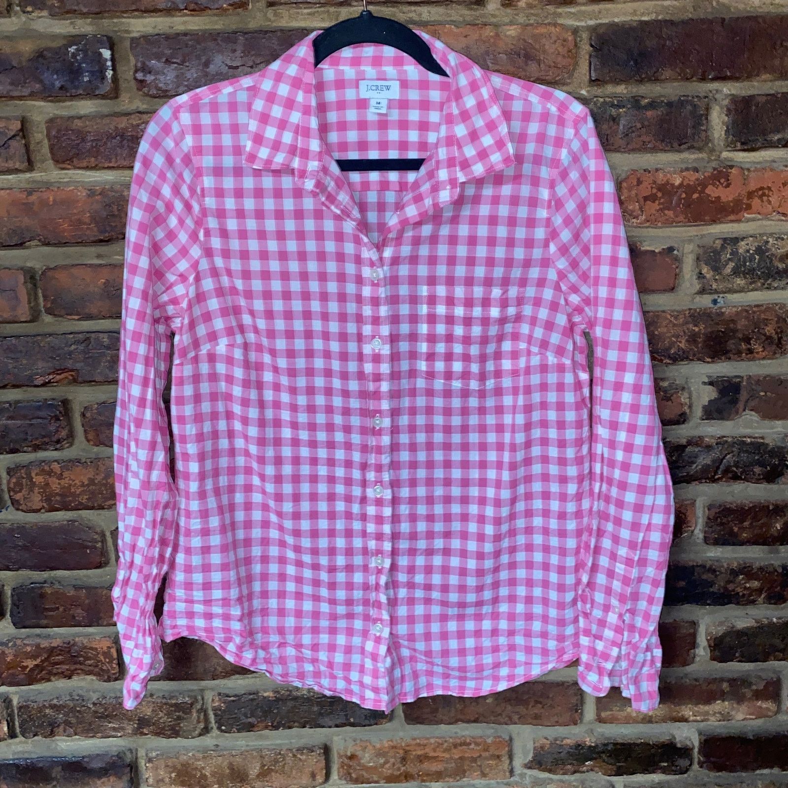 J.Crew J. Crew Pink Gingham Plaid Cotton Button Down Shirt Medium Size M / US 6-8 / IT 42-44 - 2 Thumbnail