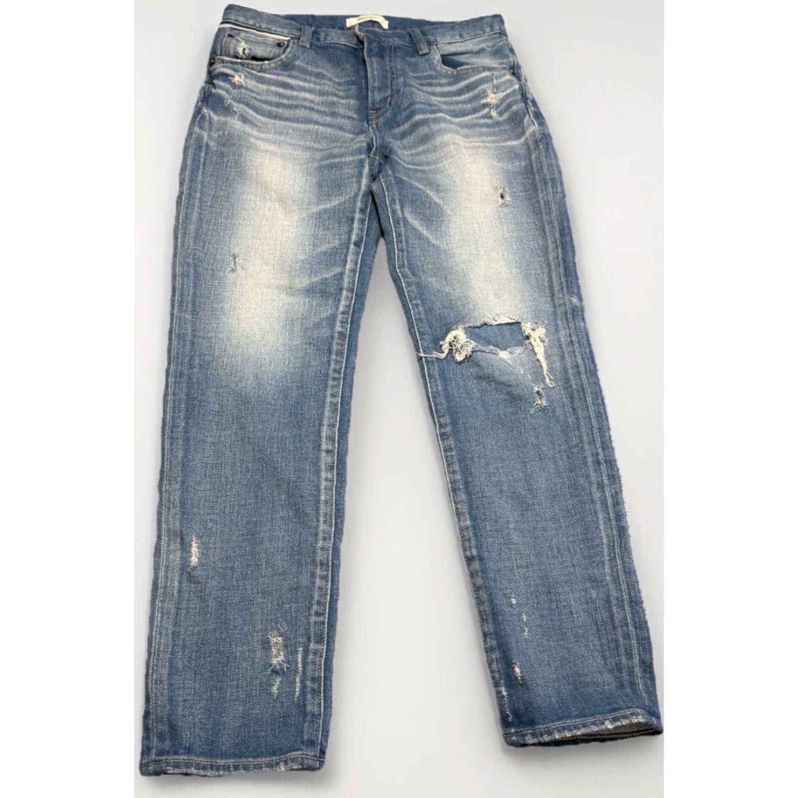 MOUSSY VINTAGE Moussy Lenwood Cropped Skinny Jeans - Jeans - Women - 27 - Blue - Distressed - Made In Japan - 26.5in Inseam - Mid Rise - Stretch Size 27" / US 4 / IT 40 - 4 Thumbnail
