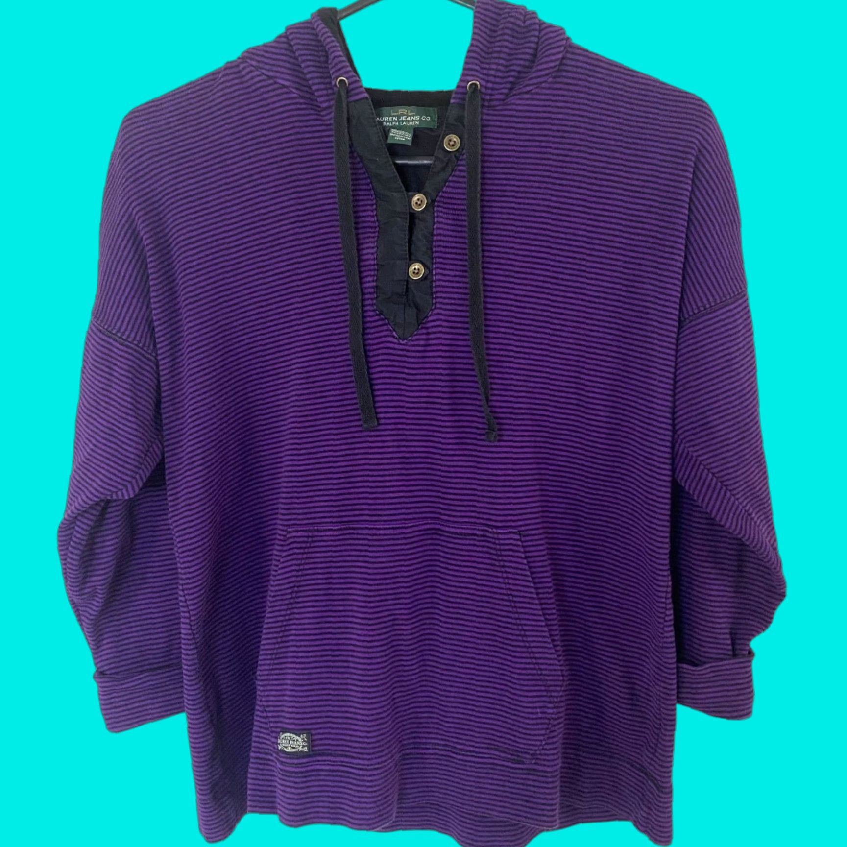Ralph Lauren Lauren Ralph Lauren Hoodie Womens Medium Purple Striped Long Sleeve Pullover Sweatshirt Size M / US 6-8 / IT 42-44 - 1 Thumbnail