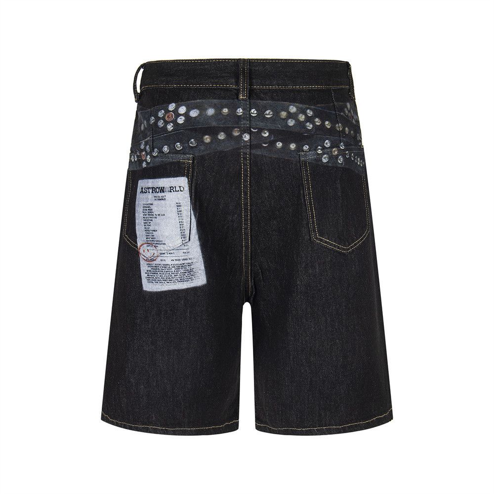 Japanese Brand × Vintage Hip-hop trend punk print rivet denim shorts y2k Size US 32 / EU 48 - 3 Thumbnail