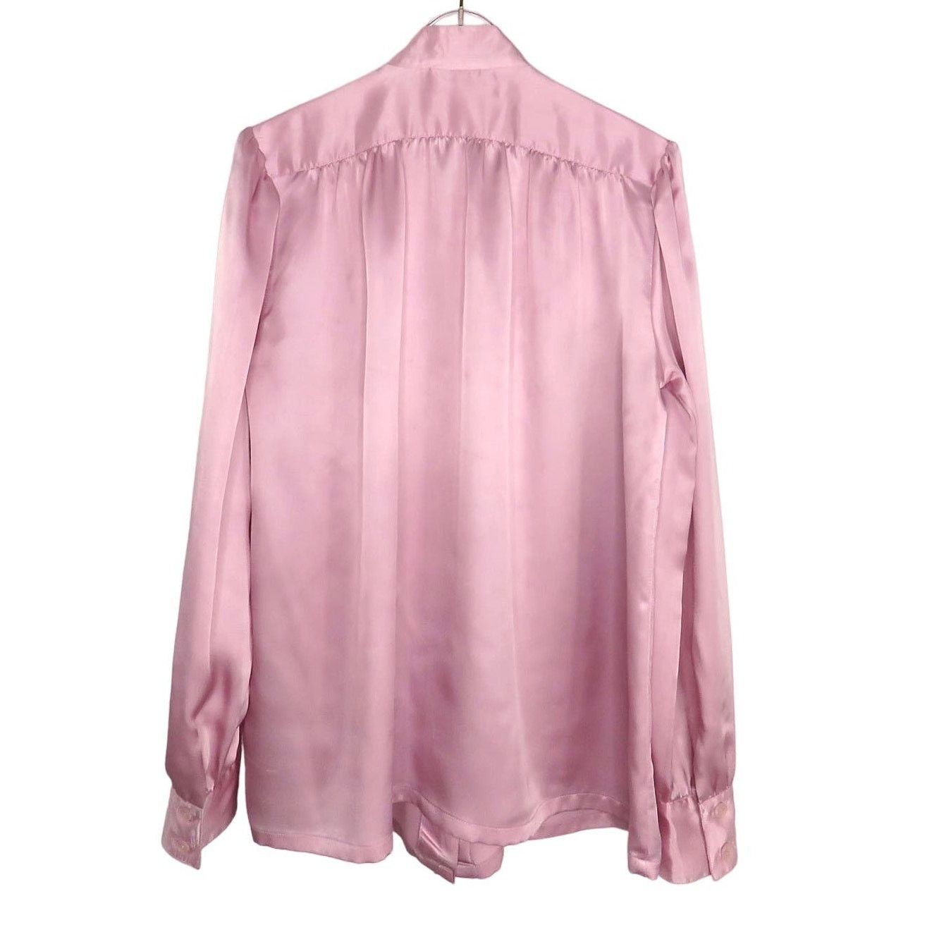Vintage 70s Vintage Pink Satin Long Sleeve Button Down Blouse Medium Size M / US 6-8 / IT 42-44 - 3 Thumbnail