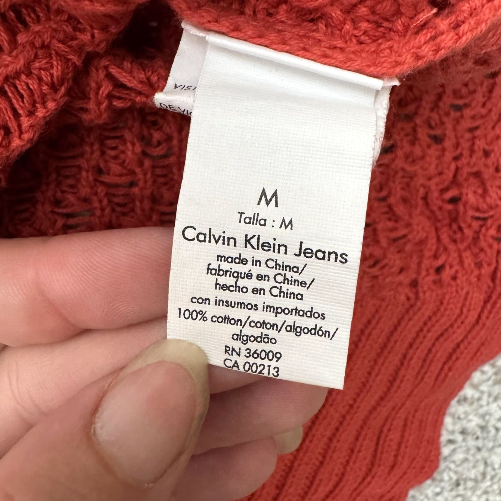 Calvin Klein Calvin Klein Jeans Sweater Women M Red Knit Solid Boho Cottagecore Retro 70s Prairie Romantic Size M / US 6-8 / IT 42-44 - 6 Thumbnail