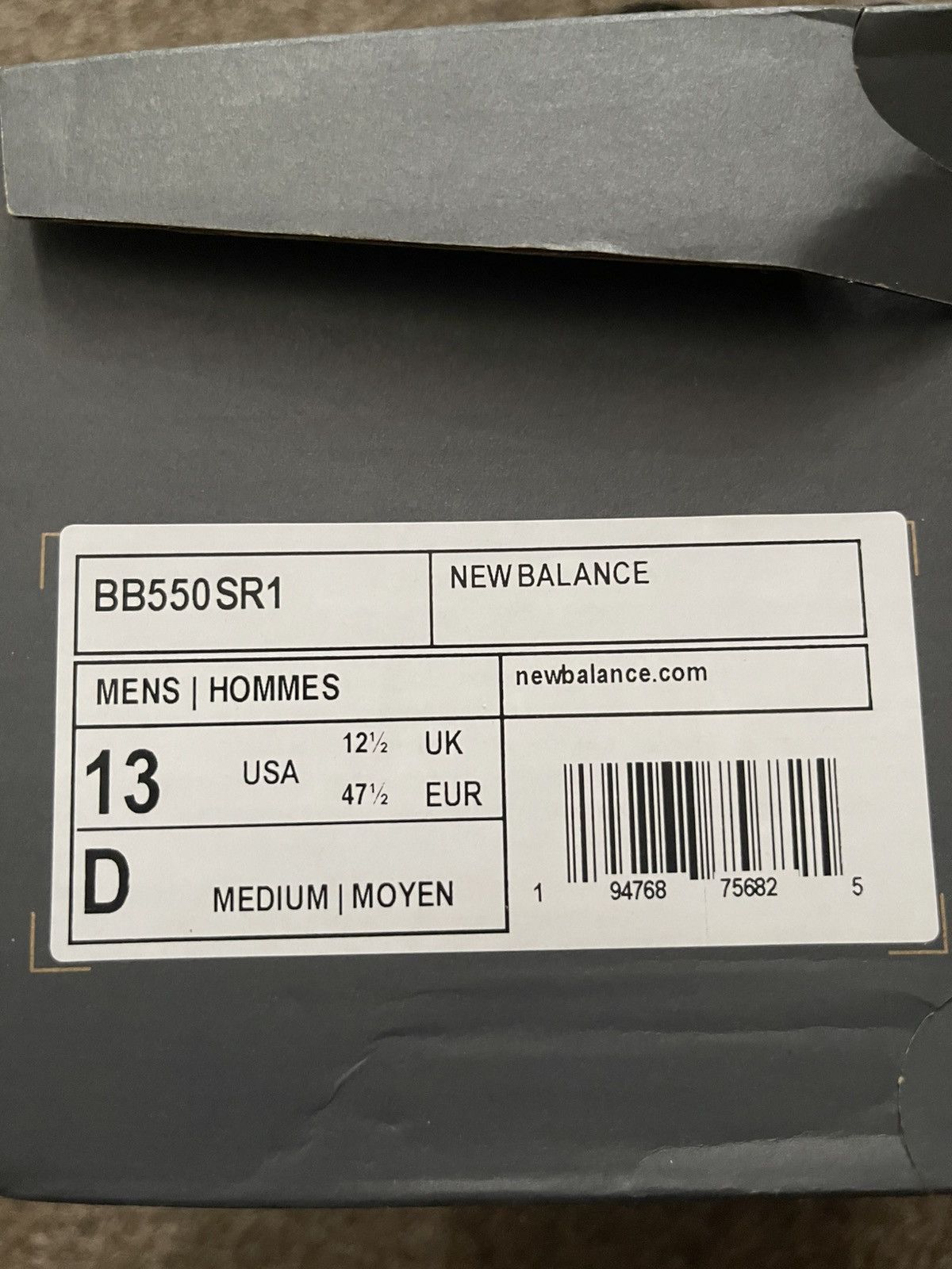 New Balance *New* New Balance 550 Shadow BB550SR1 Grey / Black Size US 13 / EU 46 - 9 Thumbnail