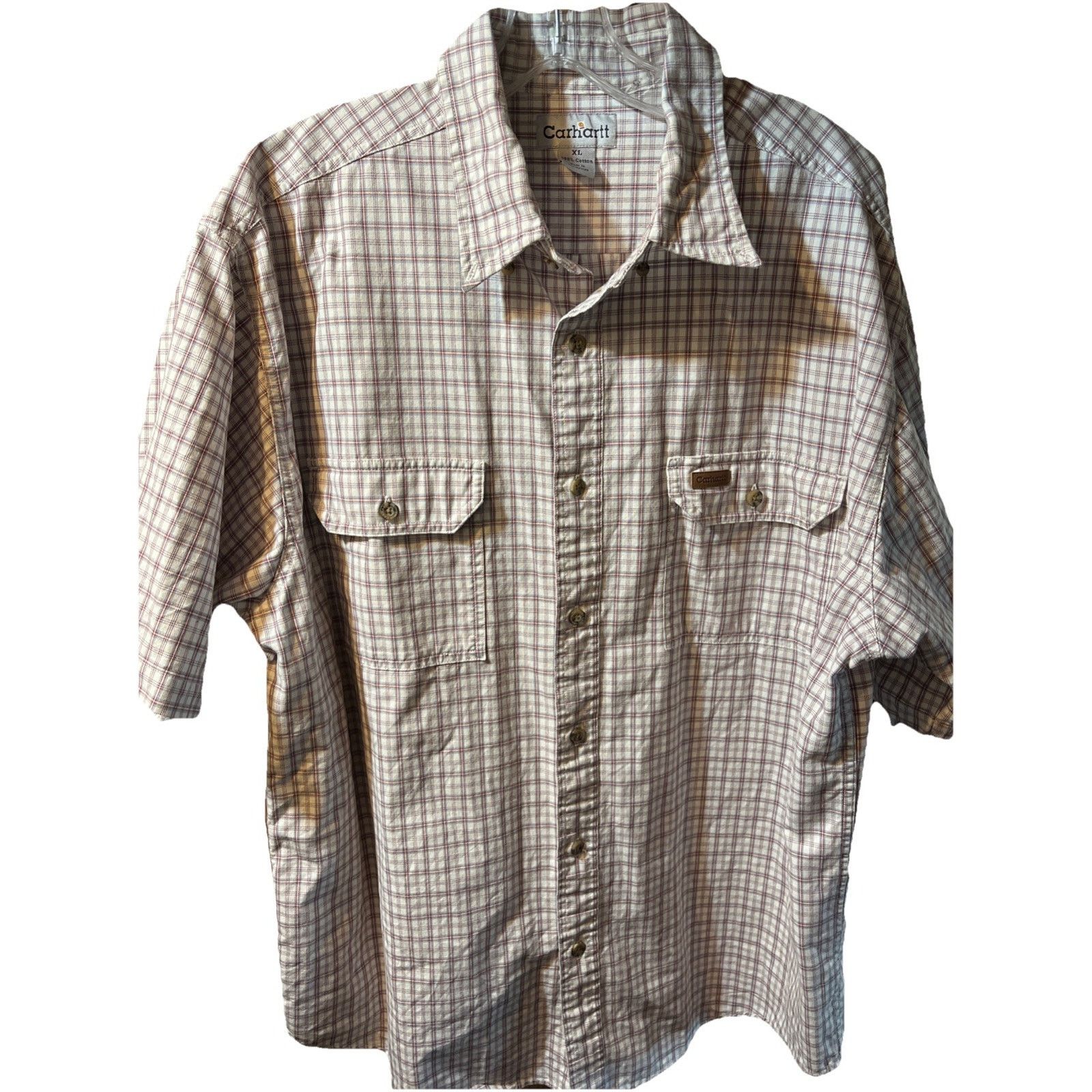 Carhartt Carhartt Shirt Men’s XL White Checkered Plaid SS Button Up Size US XL / EU 56 / 4 - 1 Thumbnail