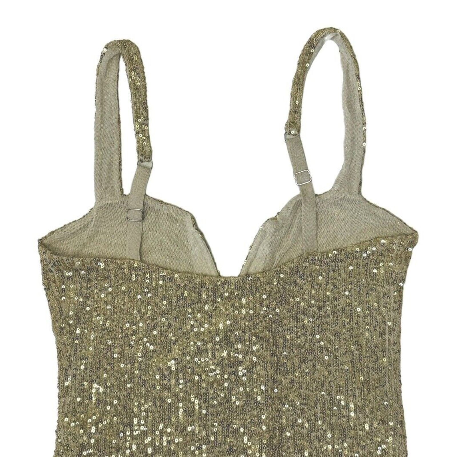 Free People INTIMATELY FREE PEOPLE Sparks Fly Gold Sequin Bodysuit Size M / US 6-8 / IT 42-44 - 10 Thumbnail