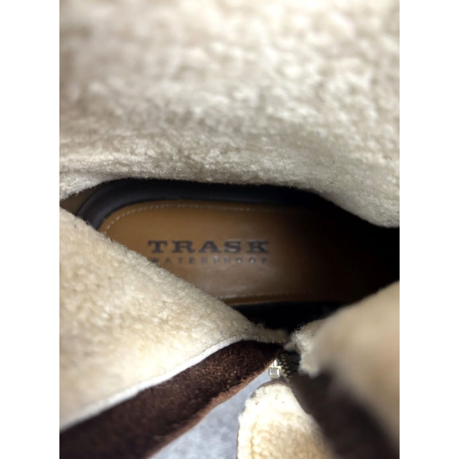Vintage Trask Boots Mens 13M Brown Leather Waterproof Shearling Lined Zip Mid-Calf Workwear Casual Winter Size US 13 / EU 46 - 6 Thumbnail