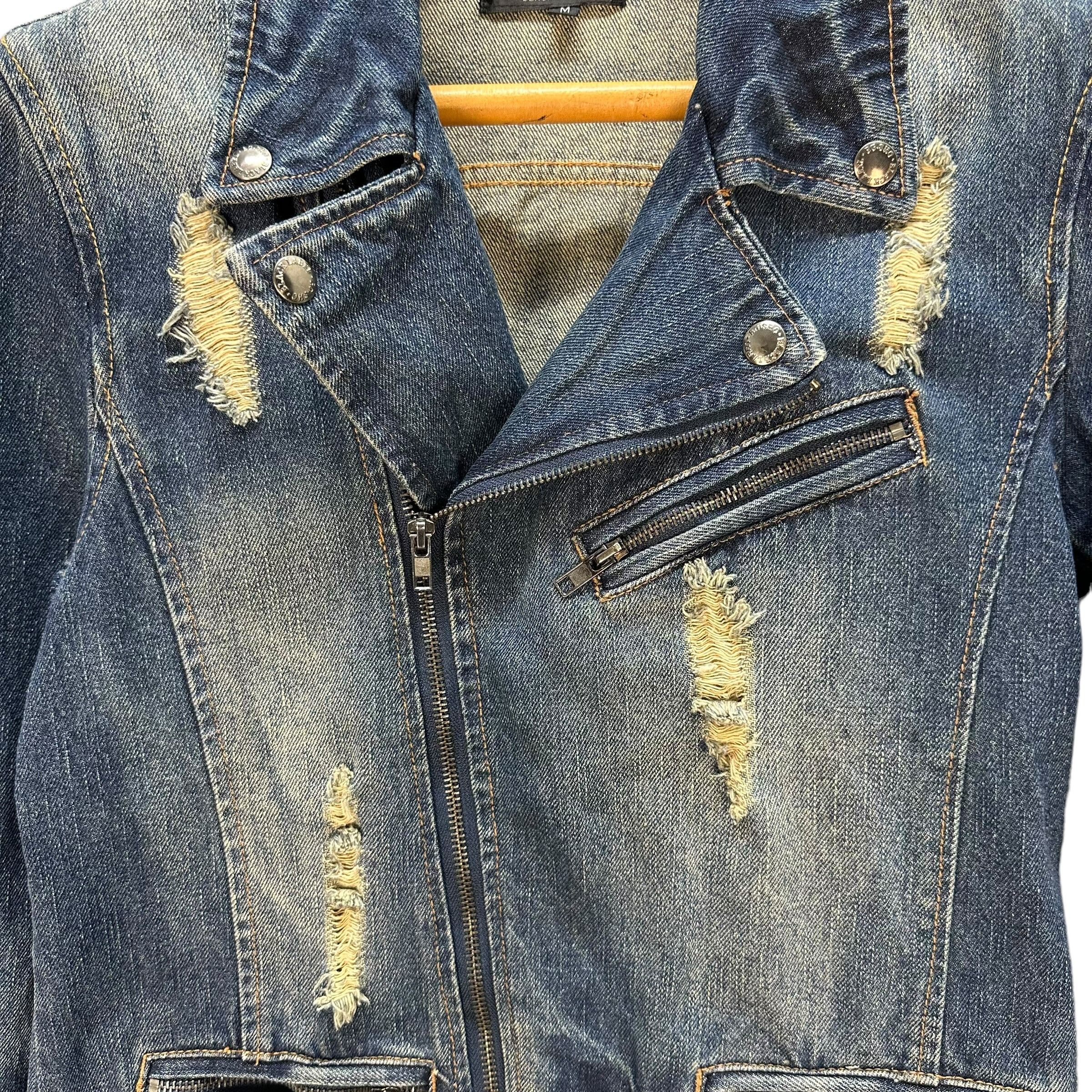 Japanese Brand Berning Sho Black Label Double Collar Denim Jacket #A27-0620 Size US M / EU 48-50 / 2 - 7 Thumbnail