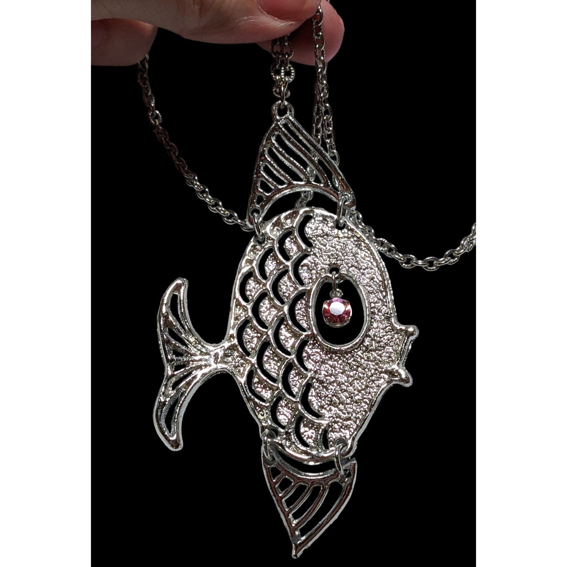 Other Vintage Silver Articulated Fish Necklace Size ONE SIZE - 2 Thumbnail