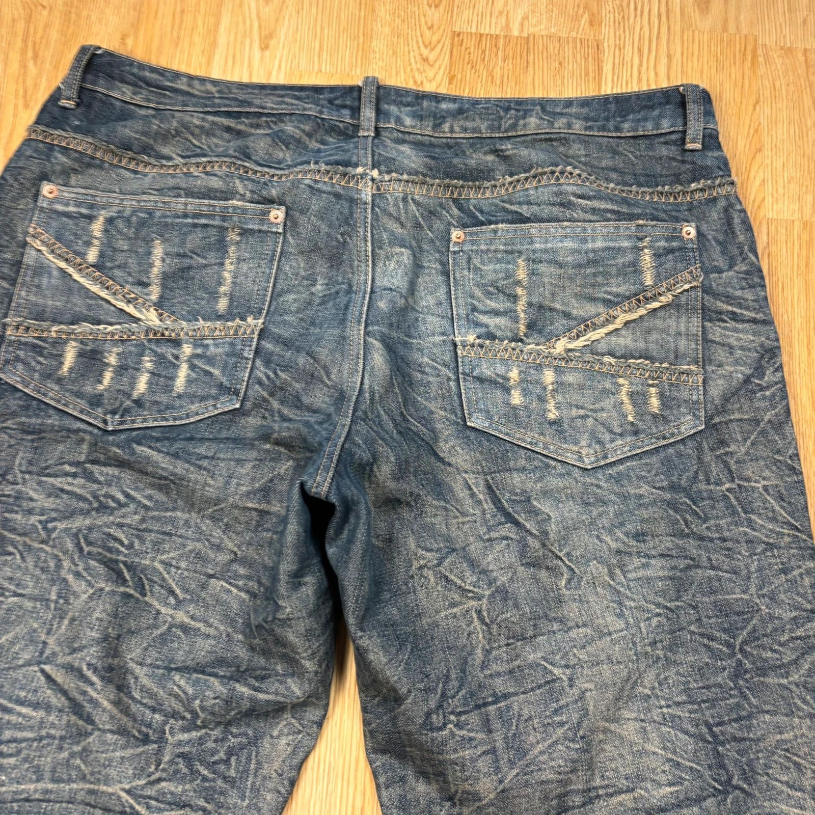 Japanese Brand Clockhouse Patchwork Distressed Jeans Size US 38 / EU 54 - 6 Thumbnail