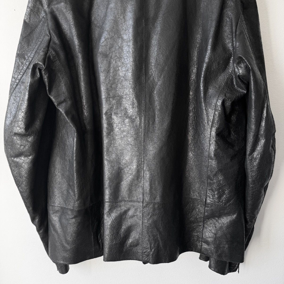 Ann Demeulemeester Ann Demeulemeester SS2003 Black Cracked Leather Biker Jacket Size US L / EU 52-54 / 3 - 10 Thumbnail