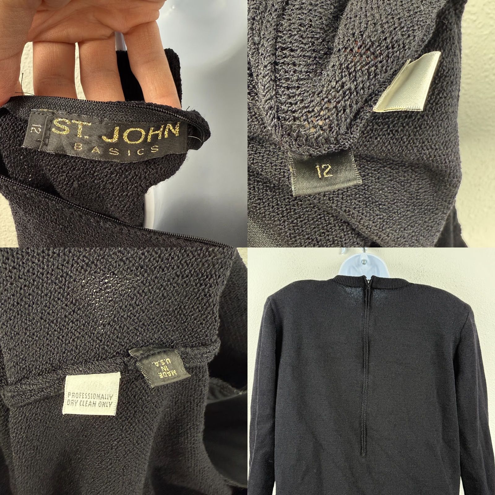 Vintage VINTAGE St. John Knits Black Knit Sweater Dress V Neck Size 12 Made In USA 80s Size XL / US 12-14 / IT 48-50 - 8 Thumbnail