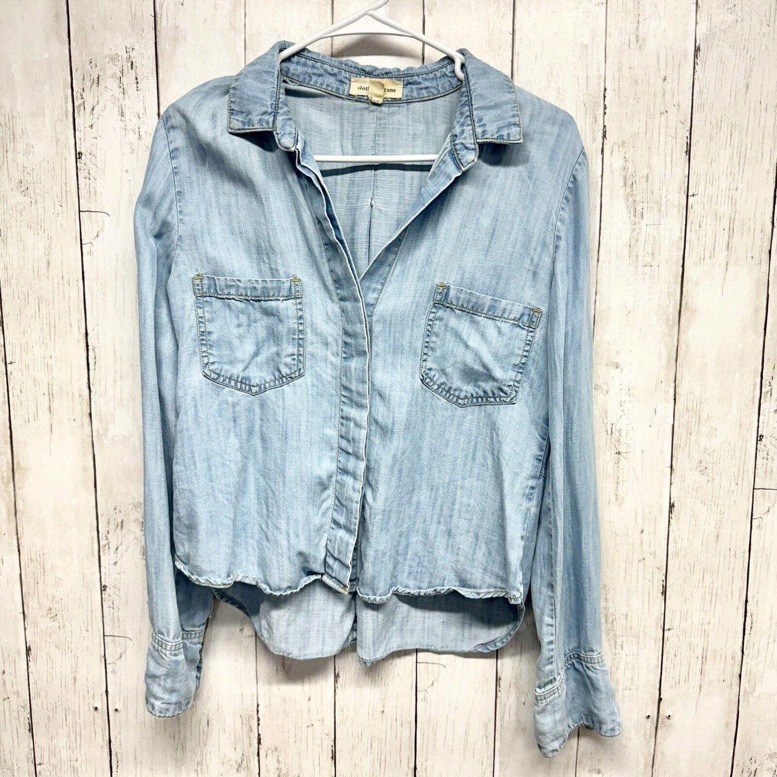 Other Cloth & Stone SM Long Sleeve Chambray Shirt Split Back Vent Size S / US 4 / IT 40 - 1 Thumbnail