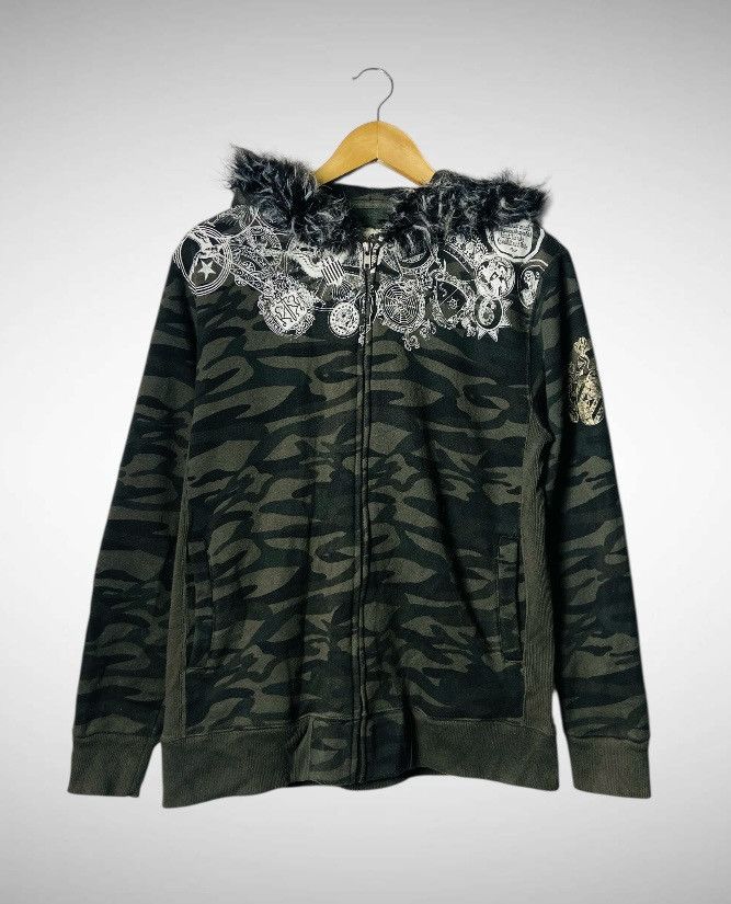 Splendid Splendid Satisfaction Camo Hoodie Faux Fur Hood Y2K Grunge Size US L / EU 52-54 / 3 - 2 Thumbnail