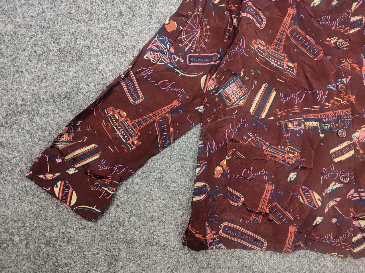 Alexa Chung Alexa Chung Design Blouse Burgundy Button Up Satin Shirt Size S / US 4 / IT 40 - 4 Thumbnail