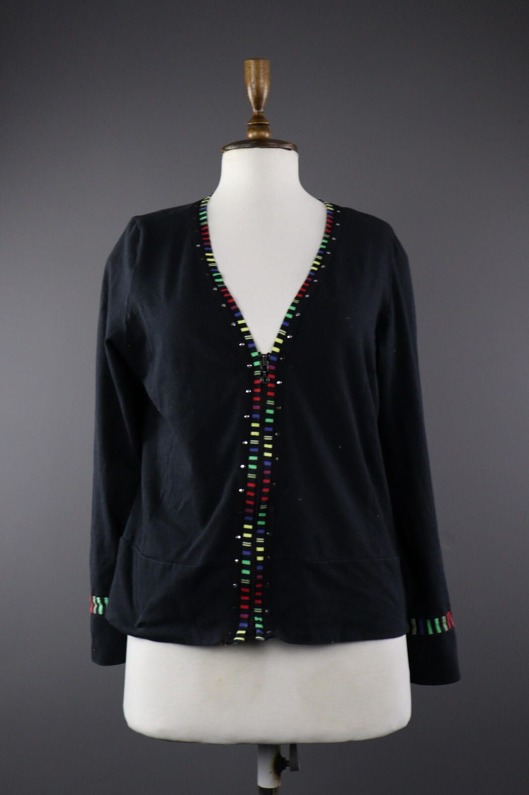 Carlo Colucci Carlo Colucci Woman Black Ruffle Cardigan Sweater Size 42 Size M / US 6-8 / IT 42-44 - 1 Thumbnail