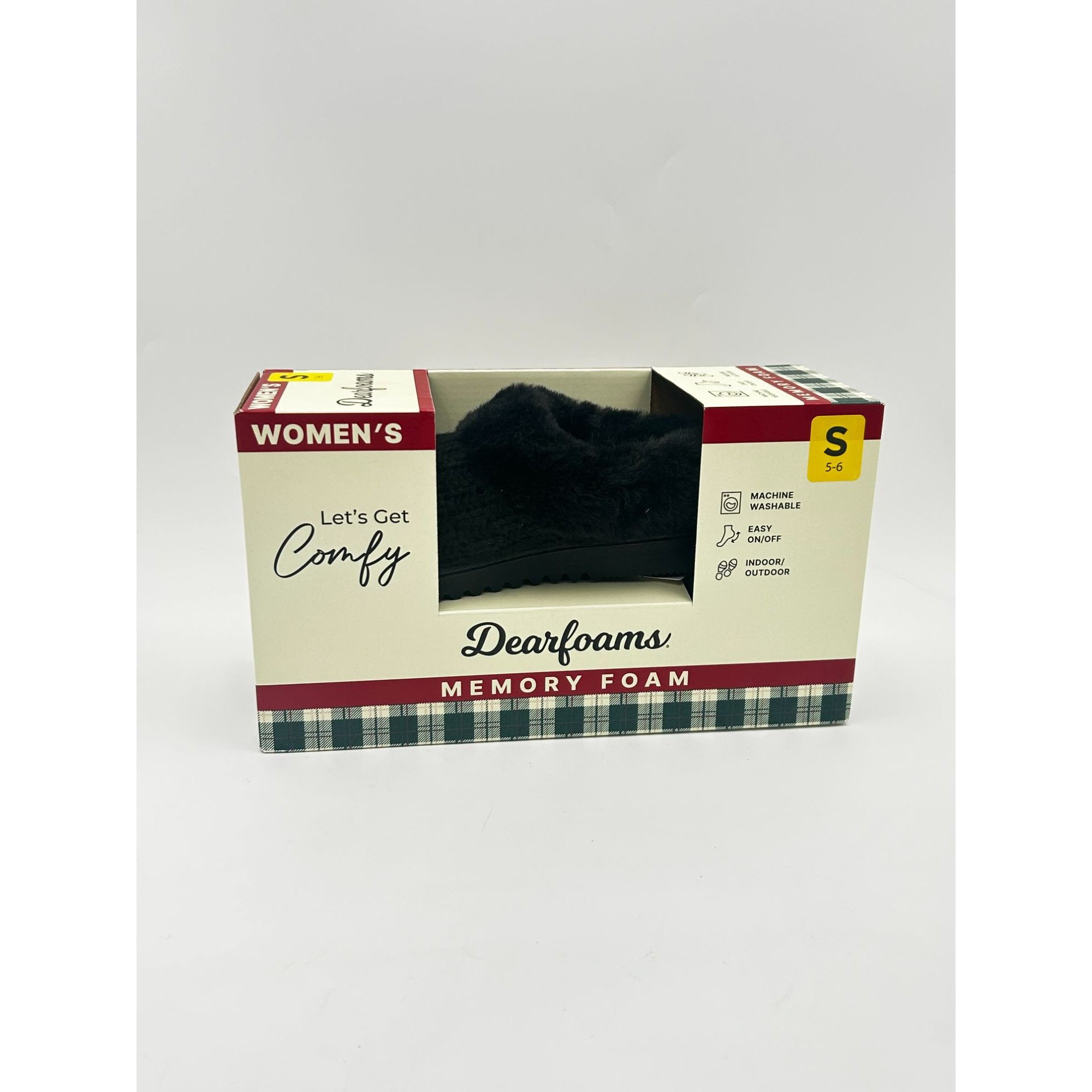 Other Dearfoams Memory Foam Slippers Womens 5-6 Black Faux Fur Cuf Size US 5 / IT 35 - 8 Thumbnail