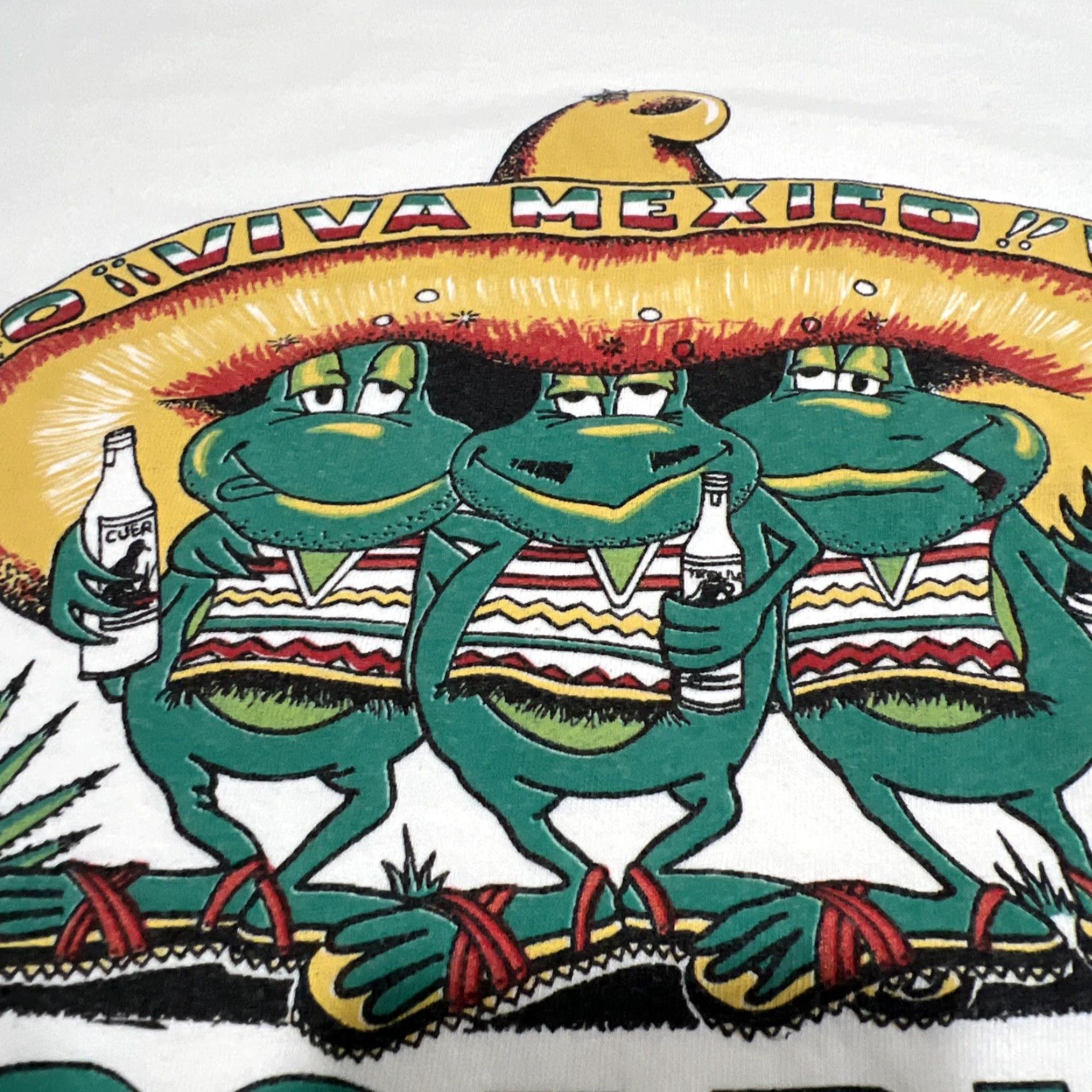 Vintage VINTAGE 1980s The Shirt Stop Graphic T-Shirt XL White Frogs Drinking Rosarito Mexico Unisex Size US XL / EU 56 / 4 - 5 Thumbnail