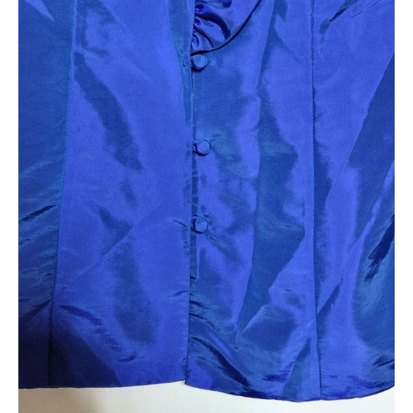 Vintage J Peterman Womens Blouse Button Up Ruffle Long Sleeve Blue Size 4 - Nylon Blend Solid Top Size S / US 4 / IT 40 - 4 Thumbnail