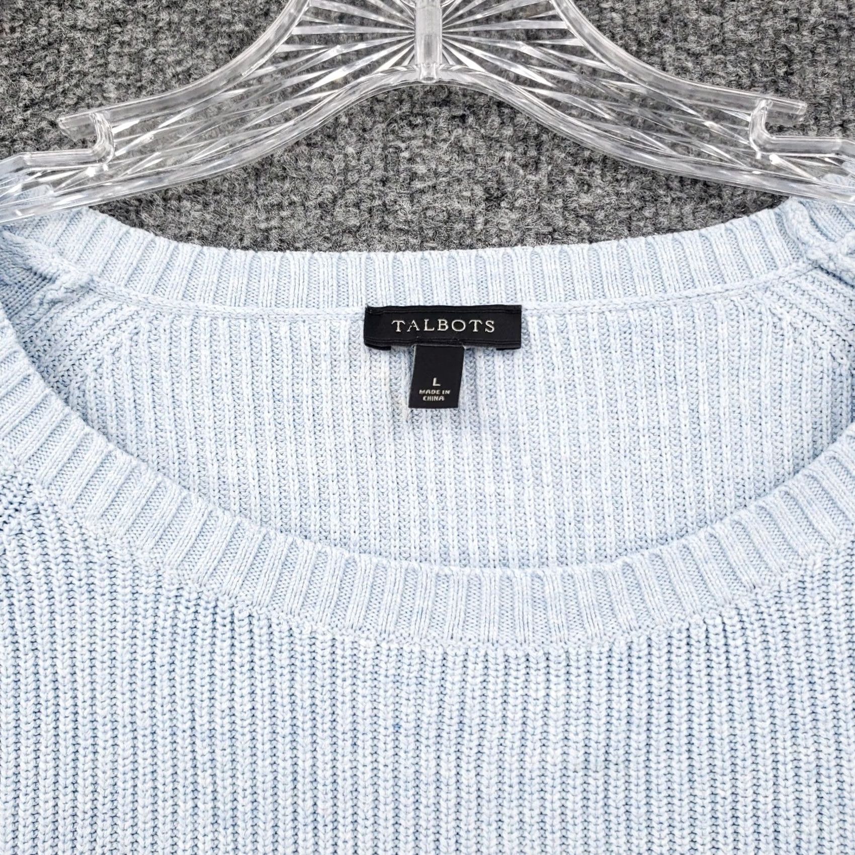 Talbots Talbots Sweater Womens L Large Blue Pullover Long Sleeve Round Neck Elbow Patch Size L / US 10 / IT 46 - 4 Thumbnail