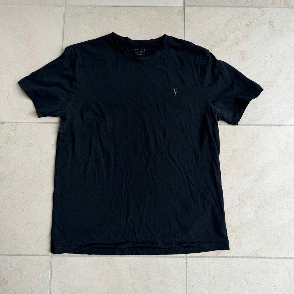Allsaints AllSaints Black Crewneck T Shirt XL Organic Cotton Logo Tee Size US XL / EU 56 / 4 - 1 Thumbnail