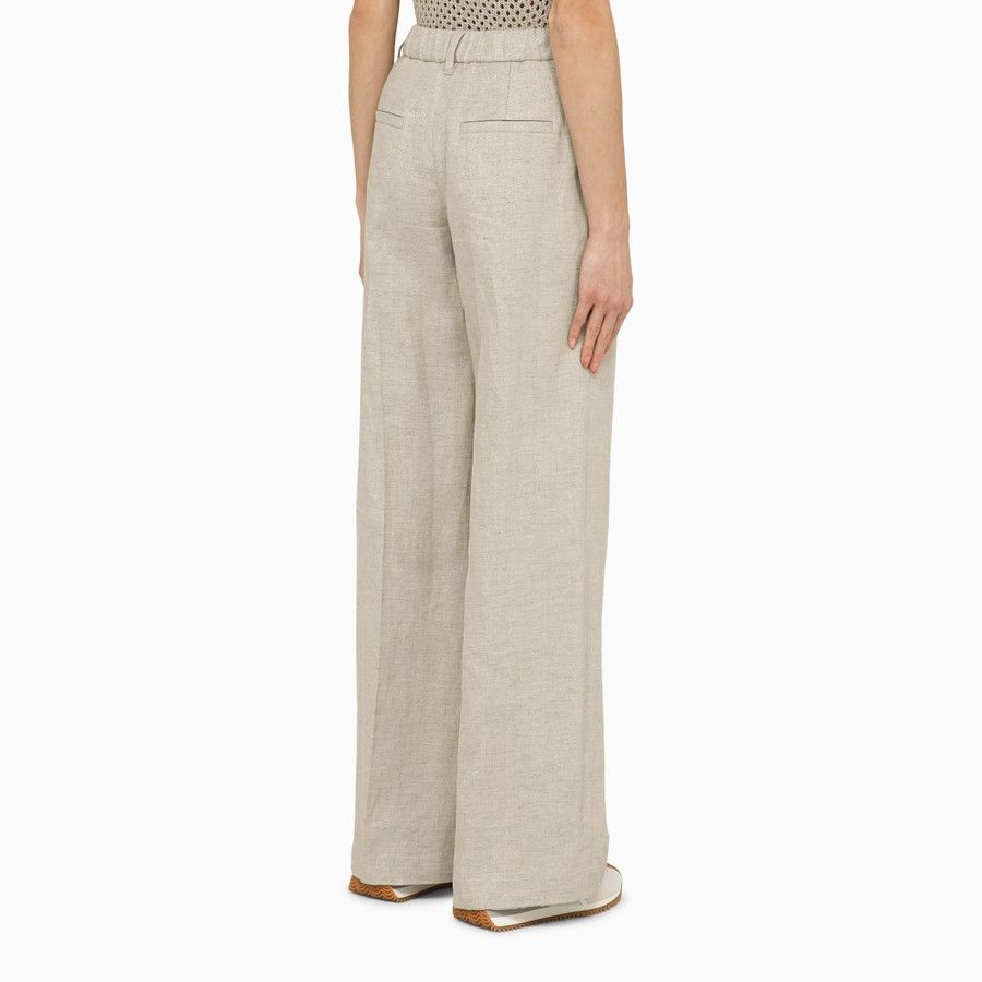Brunello Cucinelli o1d2blof0824 Linen Wide Trousers in Light Gray Size 42" / US 20 - 4 Thumbnail