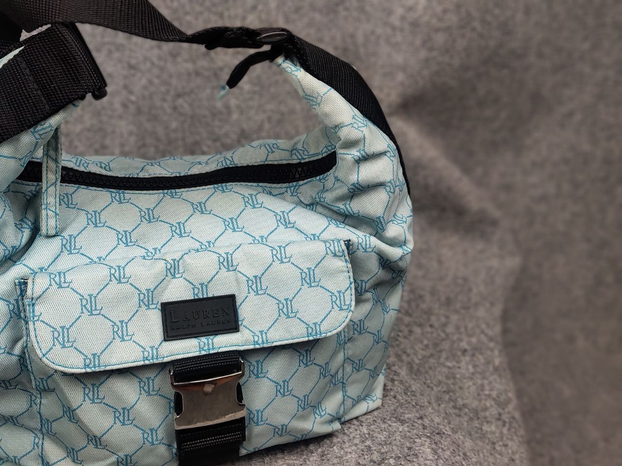 Ralph Lauren Vintage Lauren Ralph Lauren Hobo Handbag blue Monogram Y2K Size ONE SIZE - 4 Thumbnail