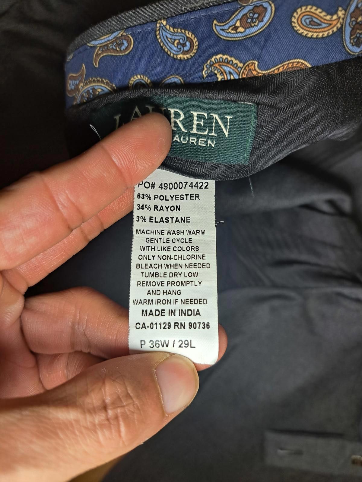 Polo Ralph Lauren Ralph Lauren Dress Pants Mens 36x29 Gray Slacks Suit Pants Size 44R - 3 Thumbnail