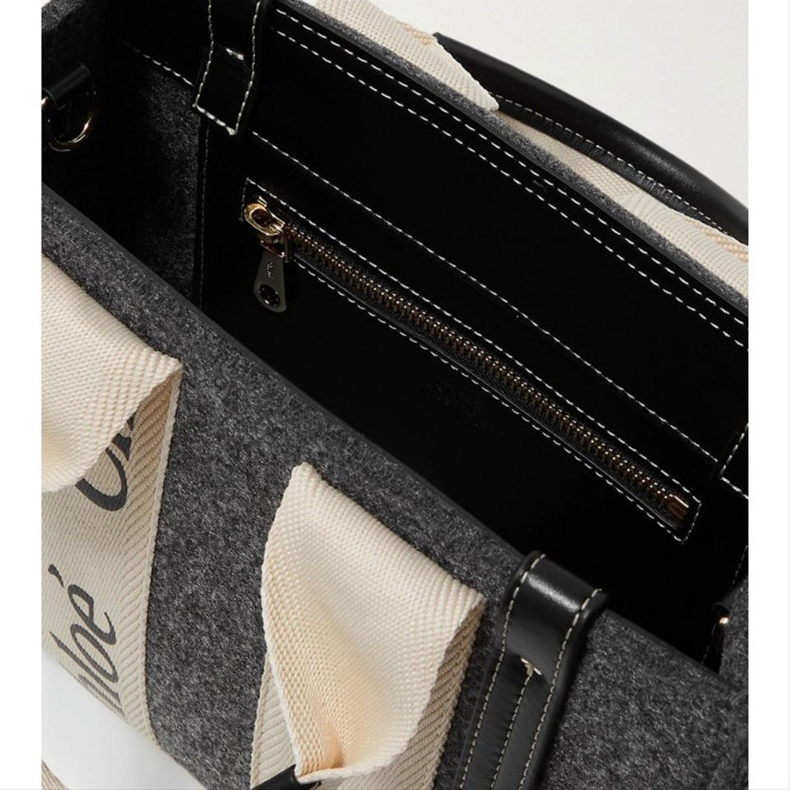 Chloe Woody small logo canvas leather felt tote shoulder bag Size ONE SIZE - 6 Thumbnail