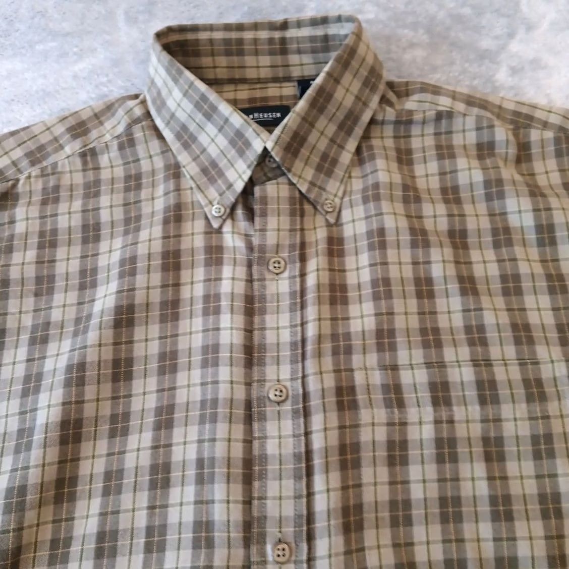 Van Heusen Van Heusen Mens Medium Green Plaid Cotton Blend Button Down Shirt Long Sleeve Size US M / EU 48-50 / 2 - 3 Thumbnail