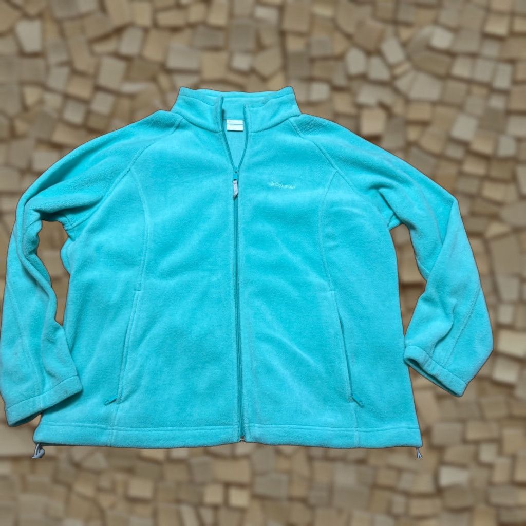 Vintage Columbia Sweater Women's 2X Green Full Zip Fleece Long Sleeve Shirt Mens Womens Girls Size XXL / US 16-18 / IT 52-54 - 1 Thumbnail