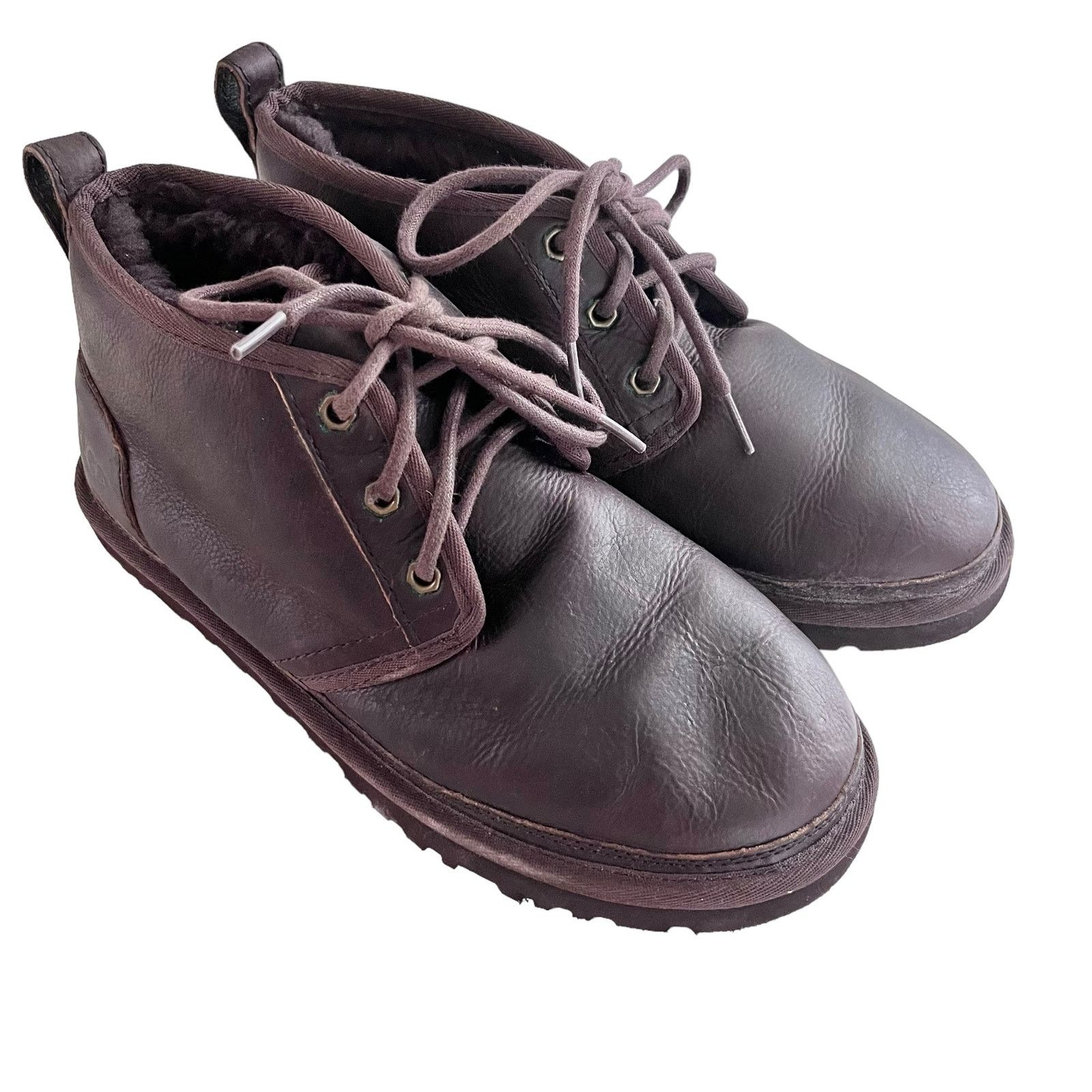 UGG Neumel Men's Brown Leather Wool Chukka Ankle Boots