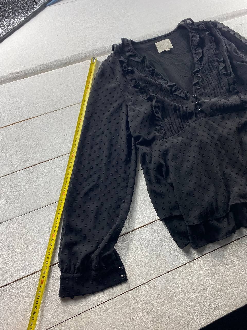 Sezane Sezane Black Ruffle Blouse Size S / US 4 / IT 40 - 10 Thumbnail