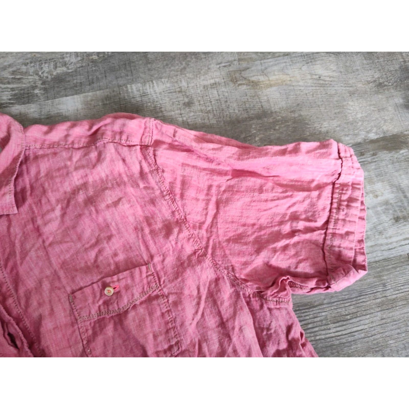Tommy Bahama TOMMY BAHAMA Relax Shirt Mens XL Pink Linen Short Sleeve Button-Up Beach Casual Size US XL / EU 56 / 4 - 4 Thumbnail