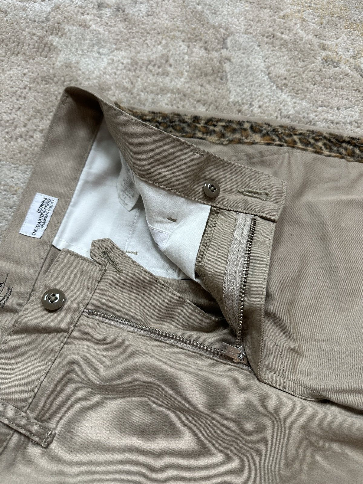 Bedwin & The Heartbreakers Khaki Chino Velvet Cheetah Side Stripe Pants Size US 30 / EU 46 - 5 Thumbnail