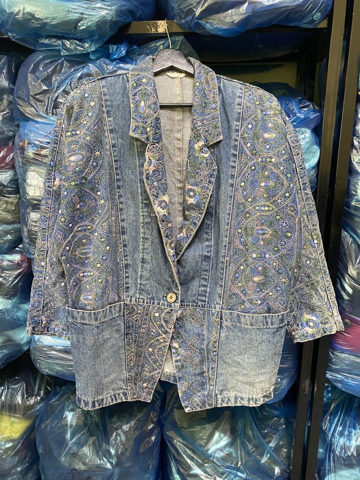 Indigo VINTAGE BOHO BORO SASHIKO JACKET MADE IN JAPAN Size US M / EU 48-50 / 2 - 1 Thumbnail