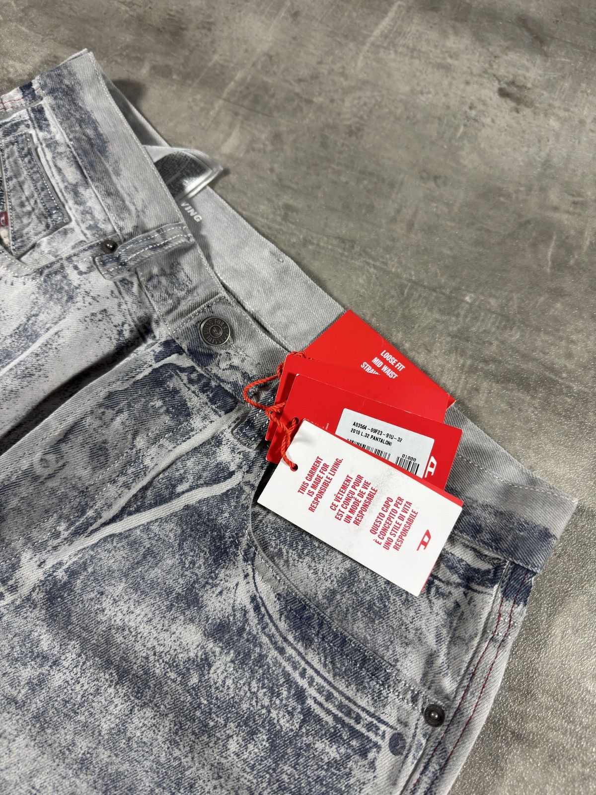 Diesel Diesel 2010 5 Pocket Jeans – Grey Acid Wash archive y2k Size US 32 / EU 48 - 5 Thumbnail