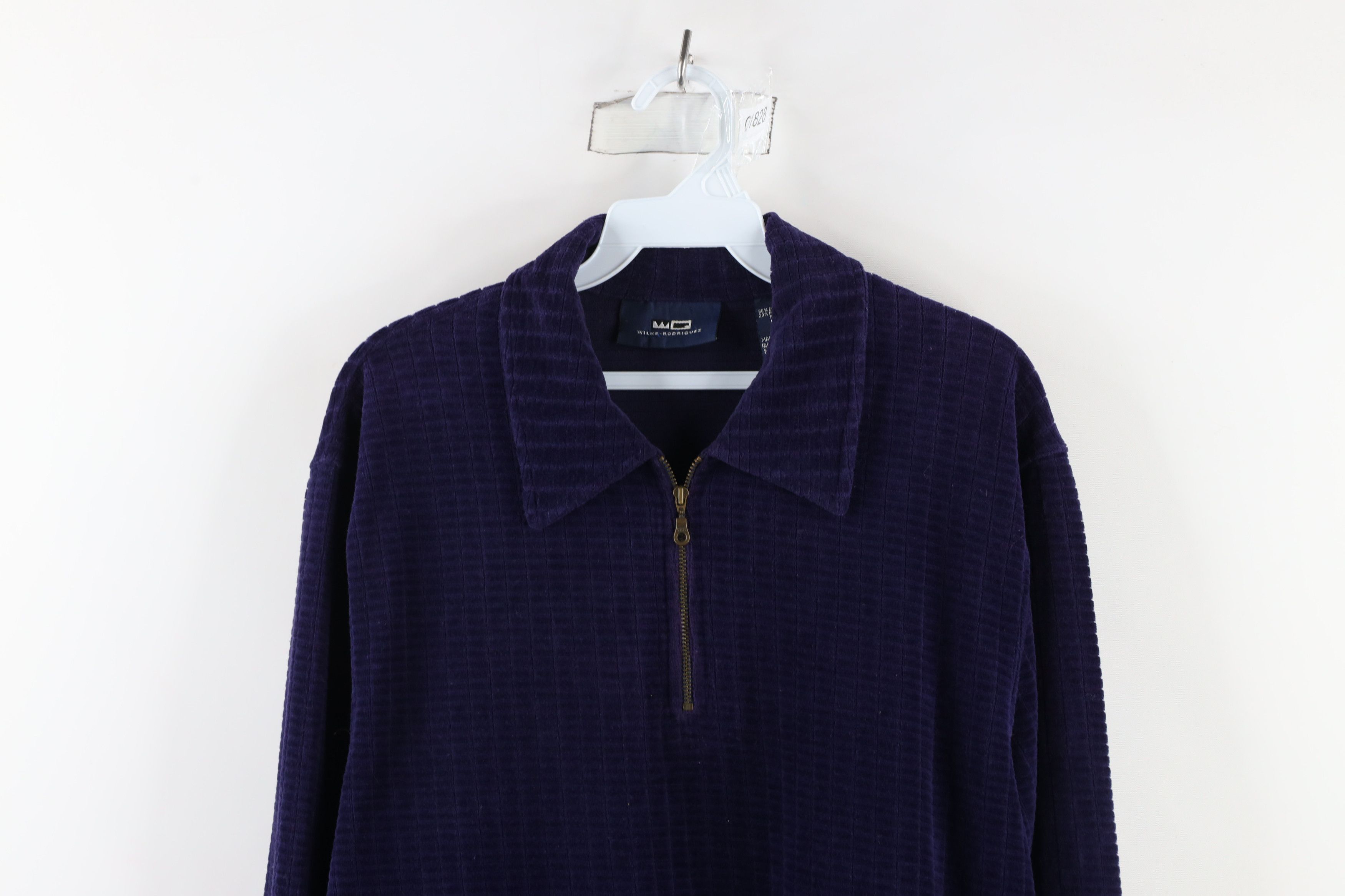 Vintage Vintage 90s Streetwear Velour Half Zip Pullover Polo Shirt Size US M / EU 48-50 / 2 - 2 Thumbnail