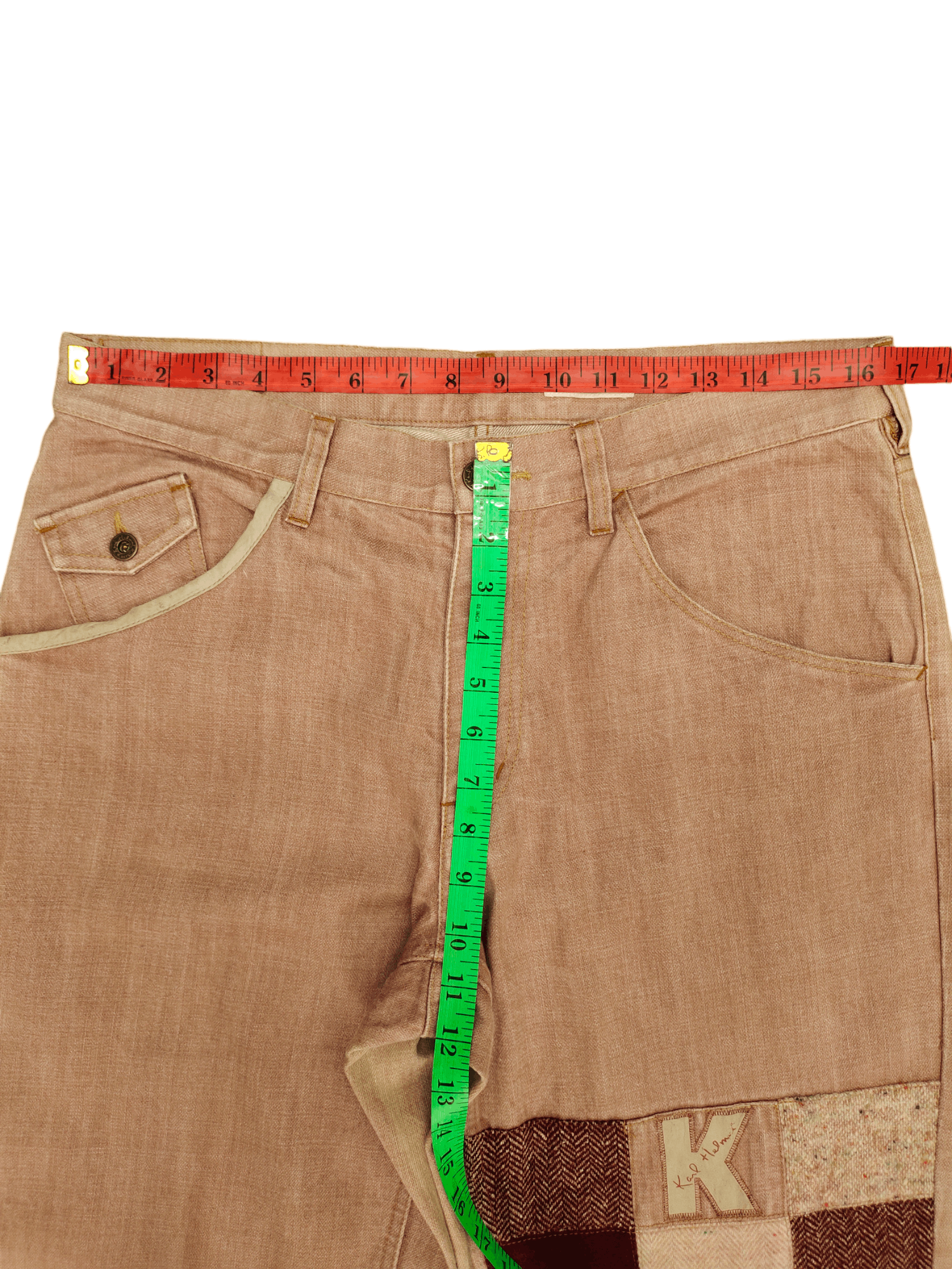 Karl Helmut 1990s Karl Helmut Heringbone Tweed Patchwork Denim Jeans Size US 33 - 9 Thumbnail