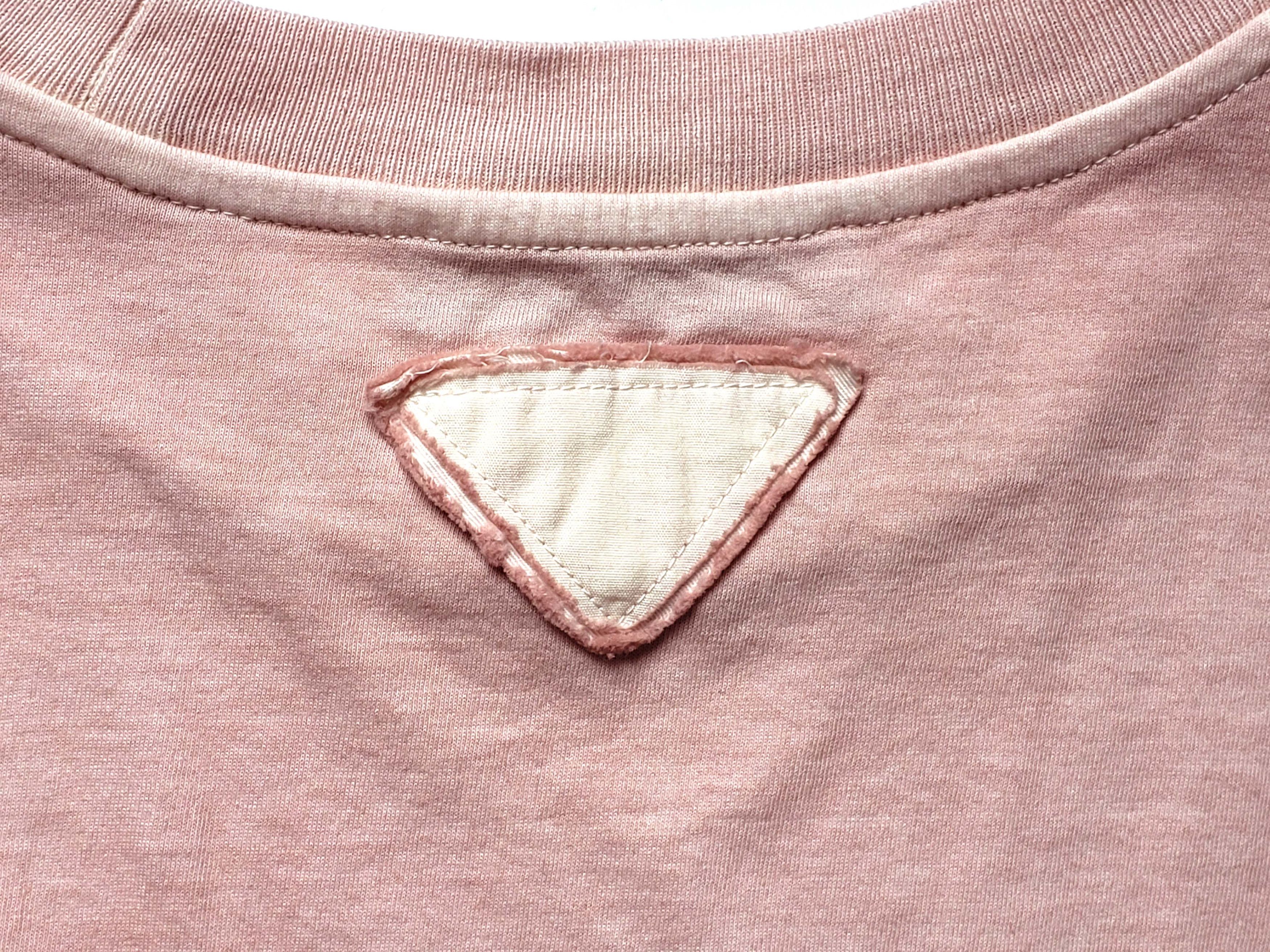 Prada Pink Cotton Logo Patch T-Shirt Large Size L / US 10 / IT 46 - 5 Thumbnail