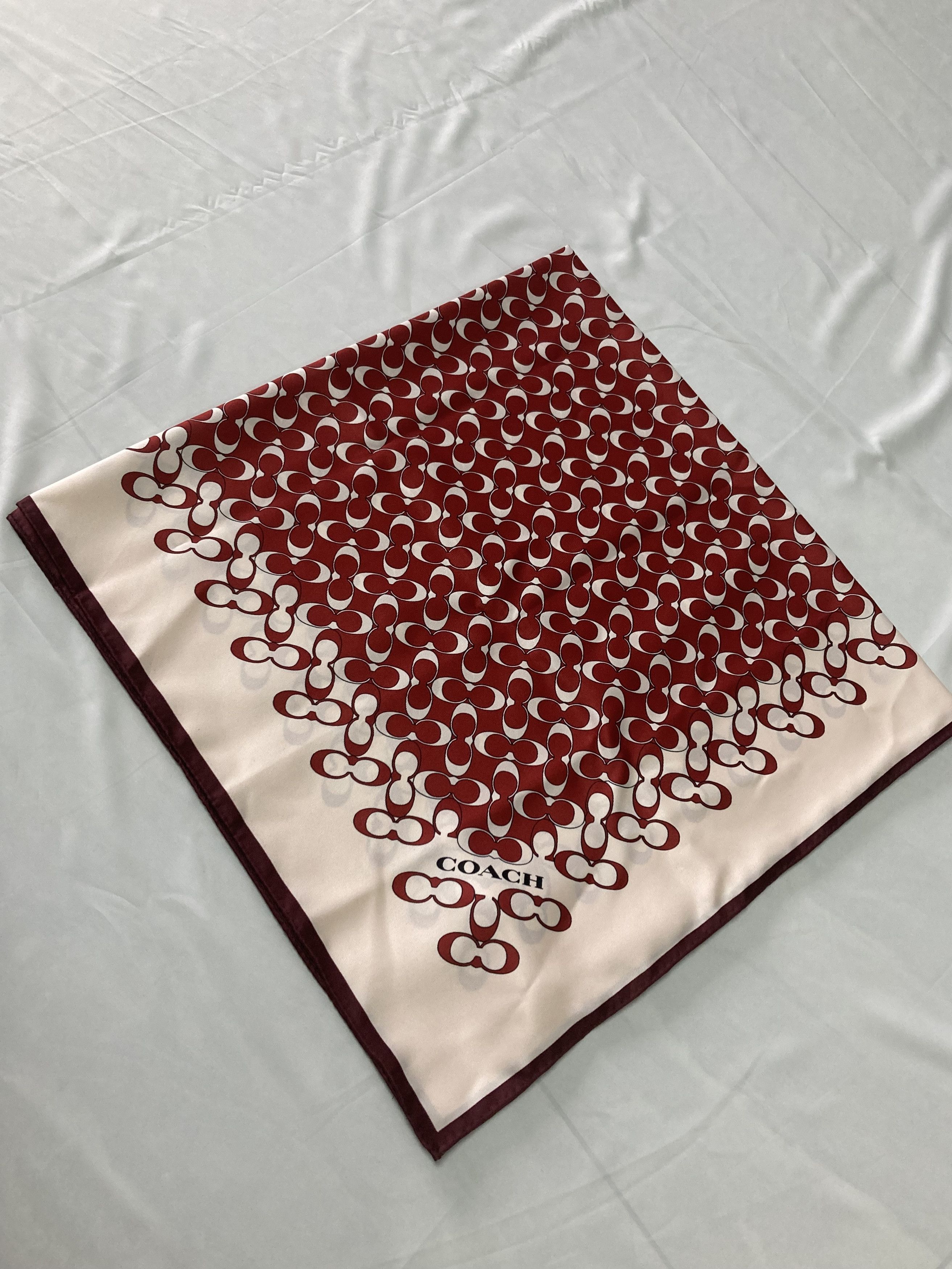 Coach Coach Signature Silk Square Scarf Red/Violet Size ONE SIZE - 3 Thumbnail