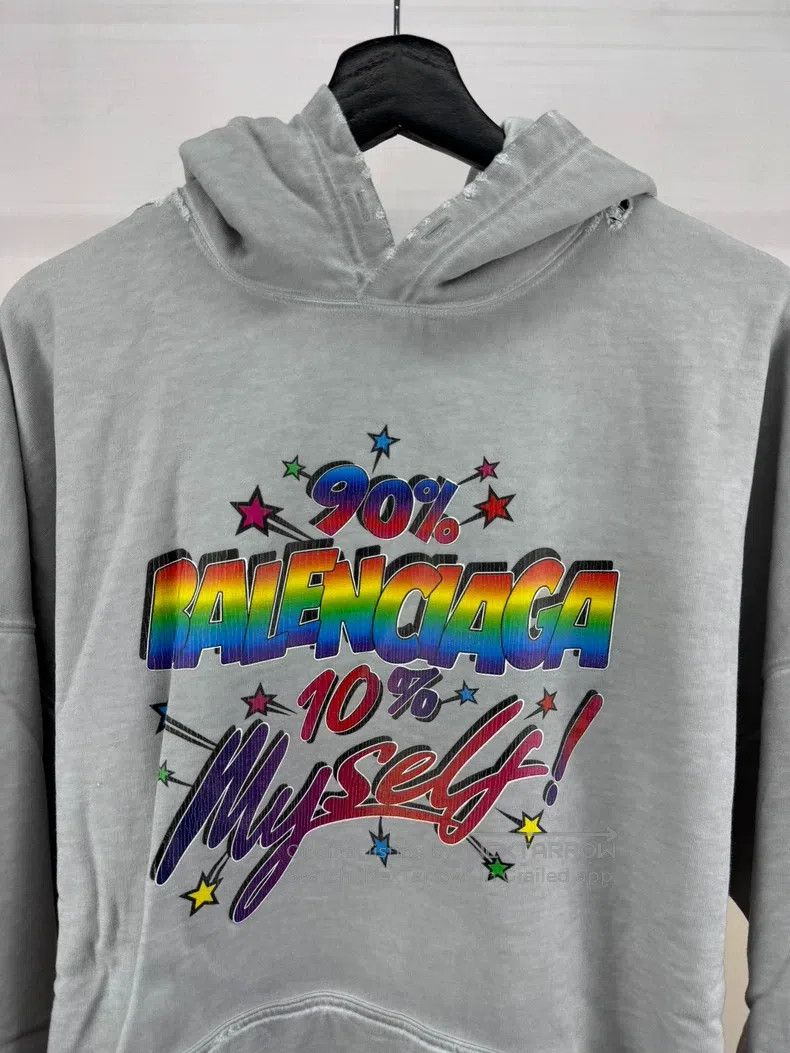 Balenciaga Balenciaga Gray colorful splatter hoodie Size US L / EU 52-54 / 3 - 3 Thumbnail