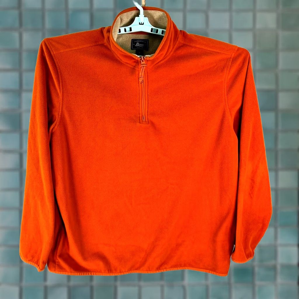 Vintage VINTAGE G.H. Bass & Co. Jacket Mens XL Orange 1/4 Zip Fleece Long Sleeve Solid Log Size US XL / EU 56 / 4 - 1 Thumbnail