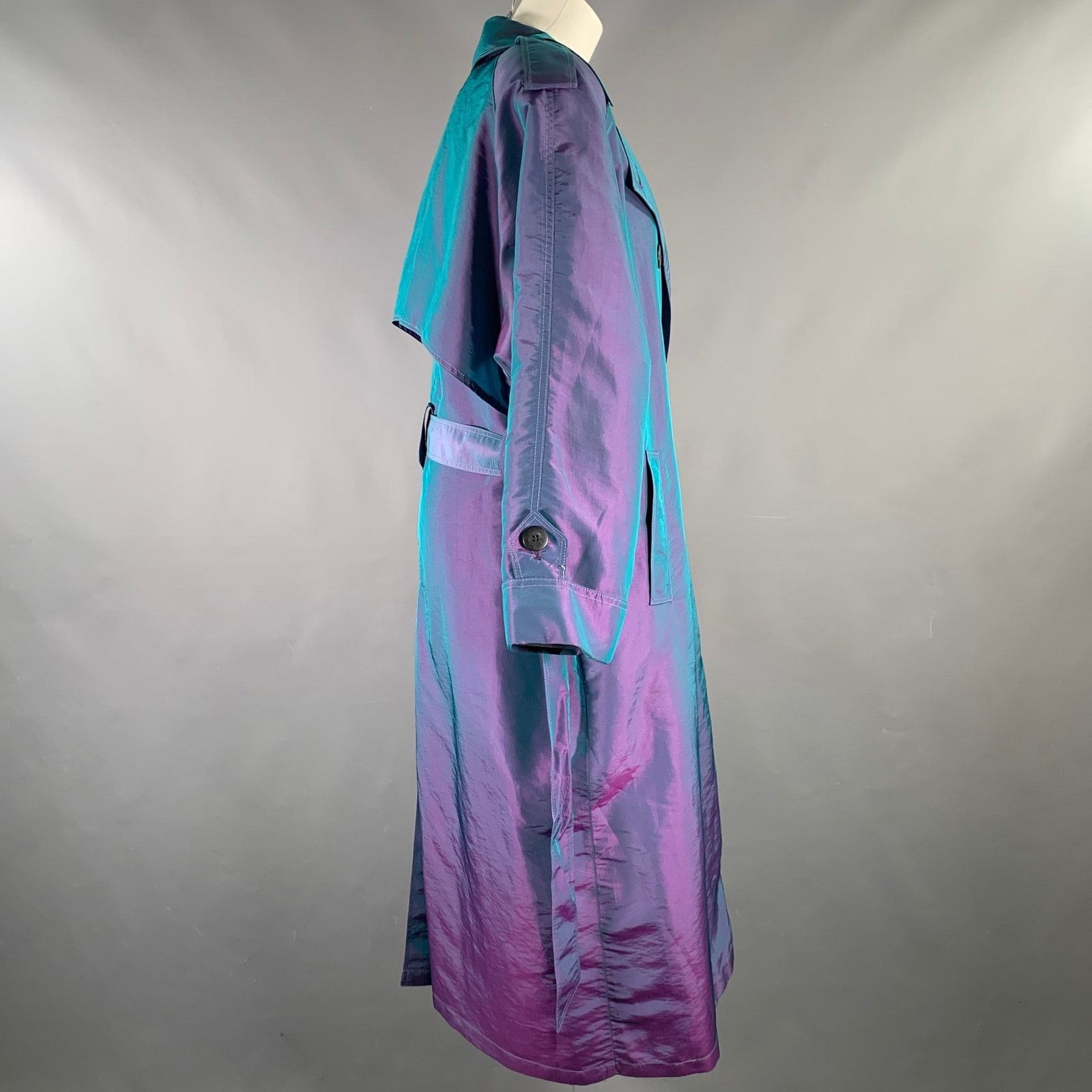 Dior CHRISTIAN DIOR Size 6 Purple Teal Iridescent Trench Coat Size M / US 6-8 / IT 42-44 - 3 Thumbnail