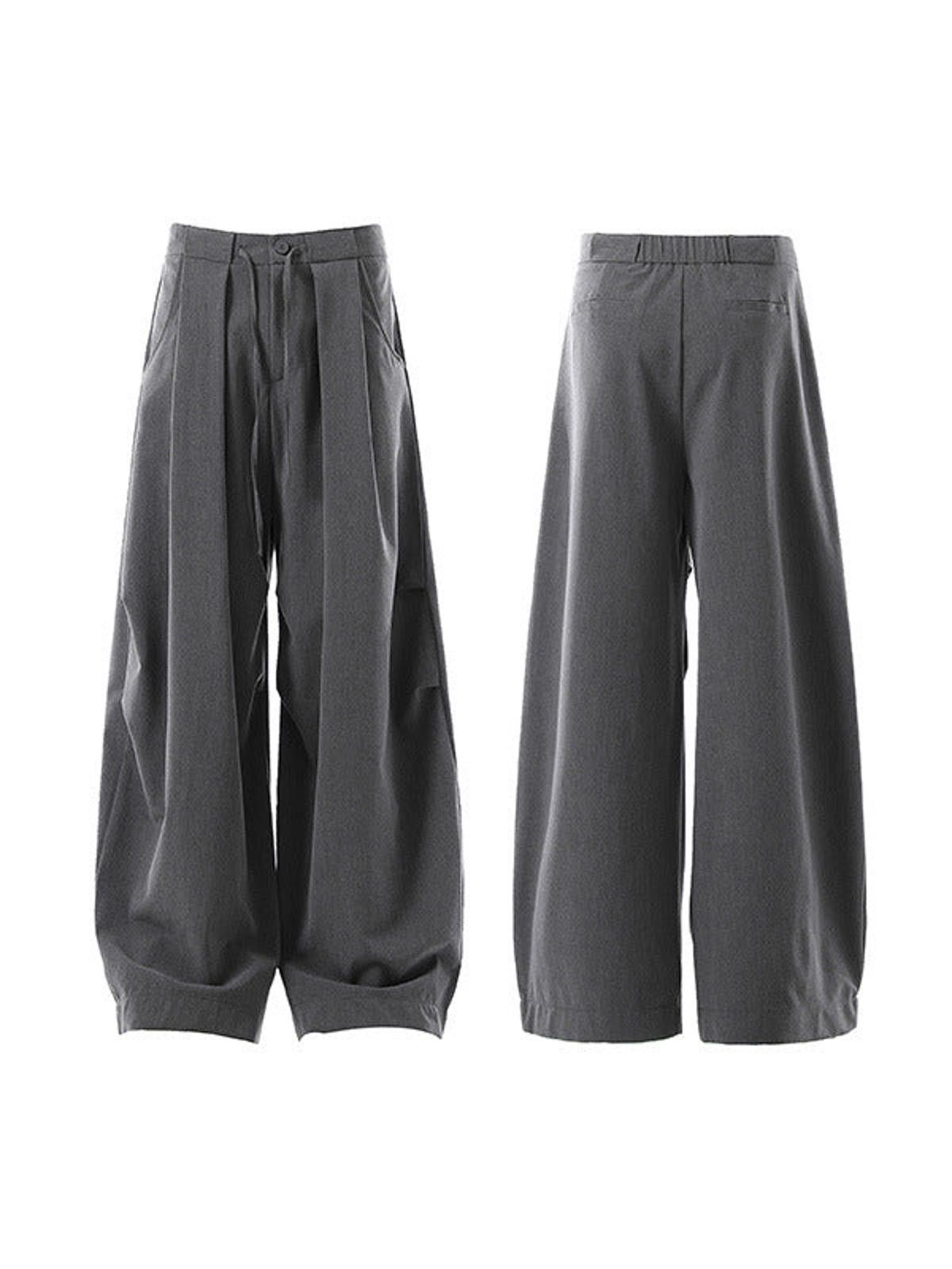 Vintage Gray Wide Leg Pleated Casual Pants, Baggy Fit Pants Size US 32 / EU 48 - 5 Thumbnail