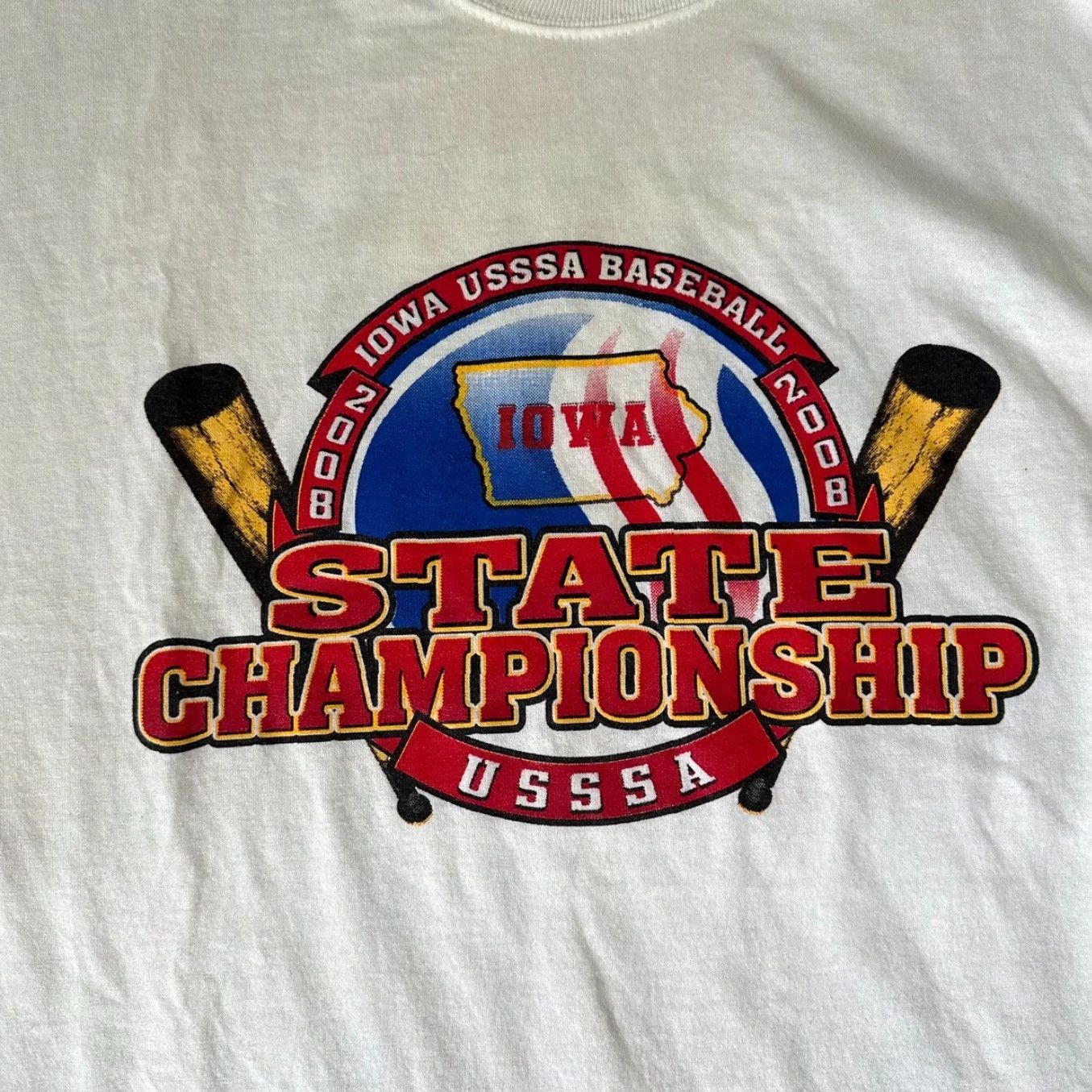 Vintage VINTAGE Baseball Shirt Mens XL White T-Shirt Short Sleeve Crew Neck Sports 80s 90s School USSSA Iowa Men T-Shirt Size US M / EU 48-50 / 2 - 2 Thumbnail